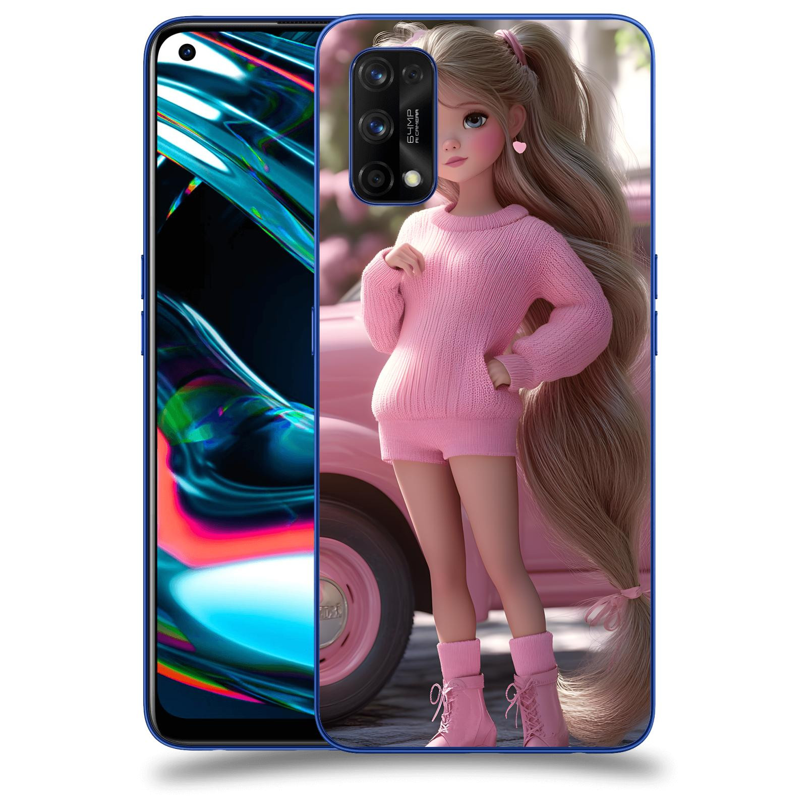ACOVER Kryt na mobil Realme 7 Pro - Girl with pink car