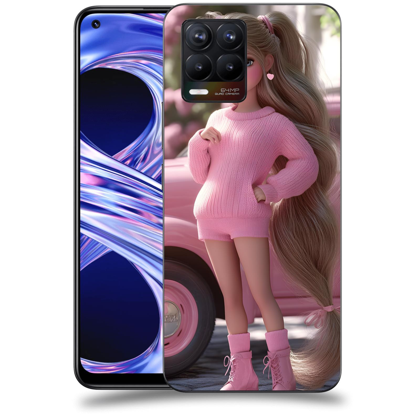 ACOVER Kryt na mobil Realme 8 - Girl with pink car