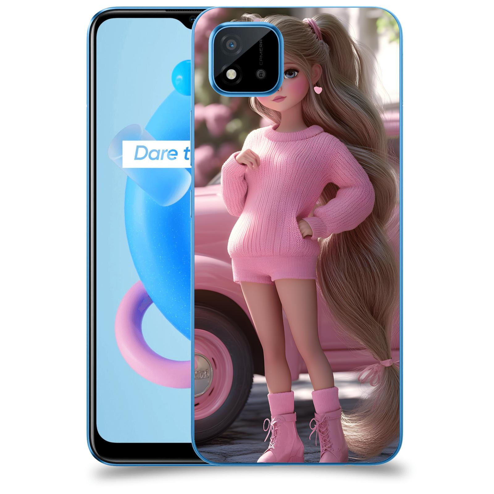 ACOVER Kryt na mobil Realme C11 (2021) - Girl with pink car