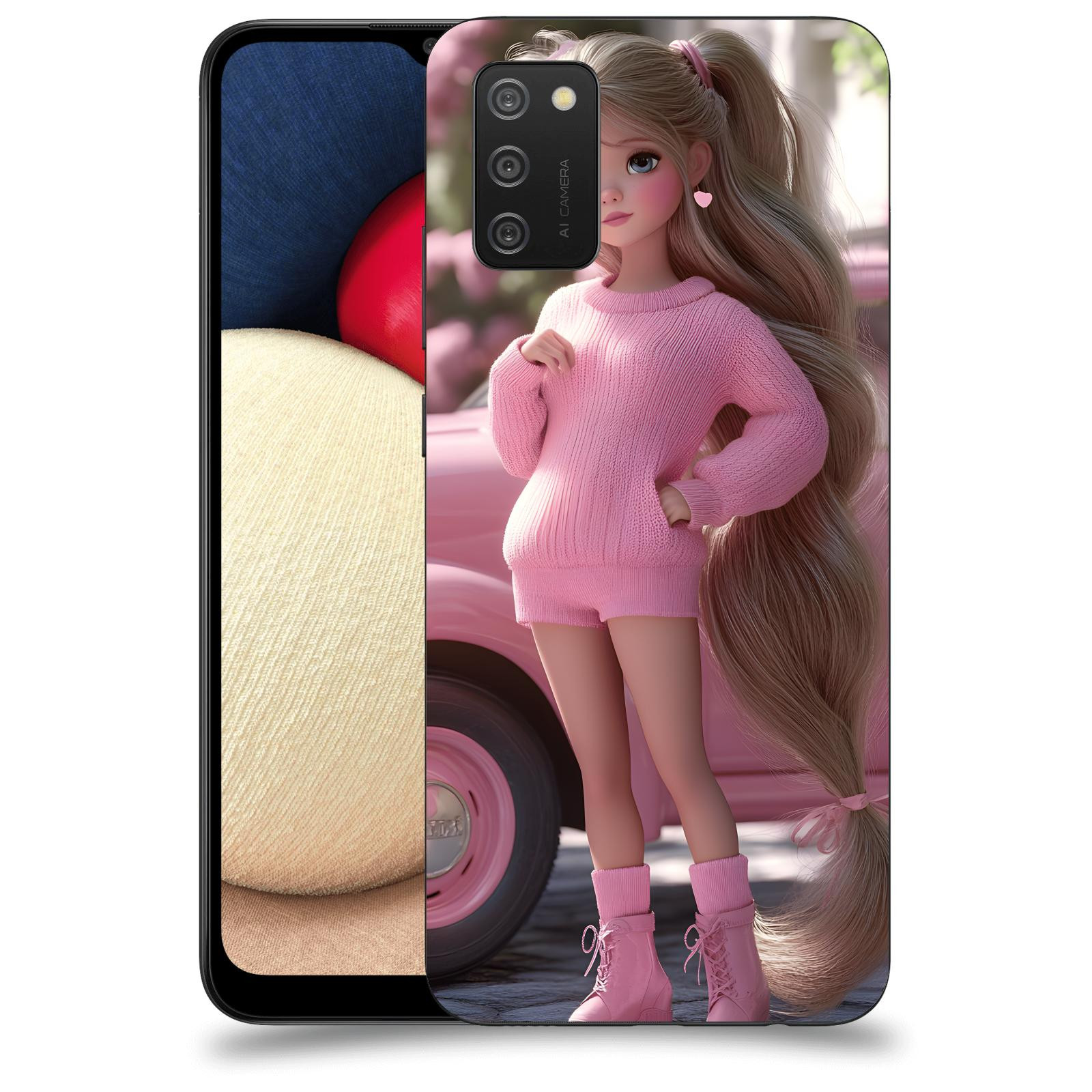 ACOVER Kryt na mobil Samsung Galaxy A02s A025G - Girl with pink car