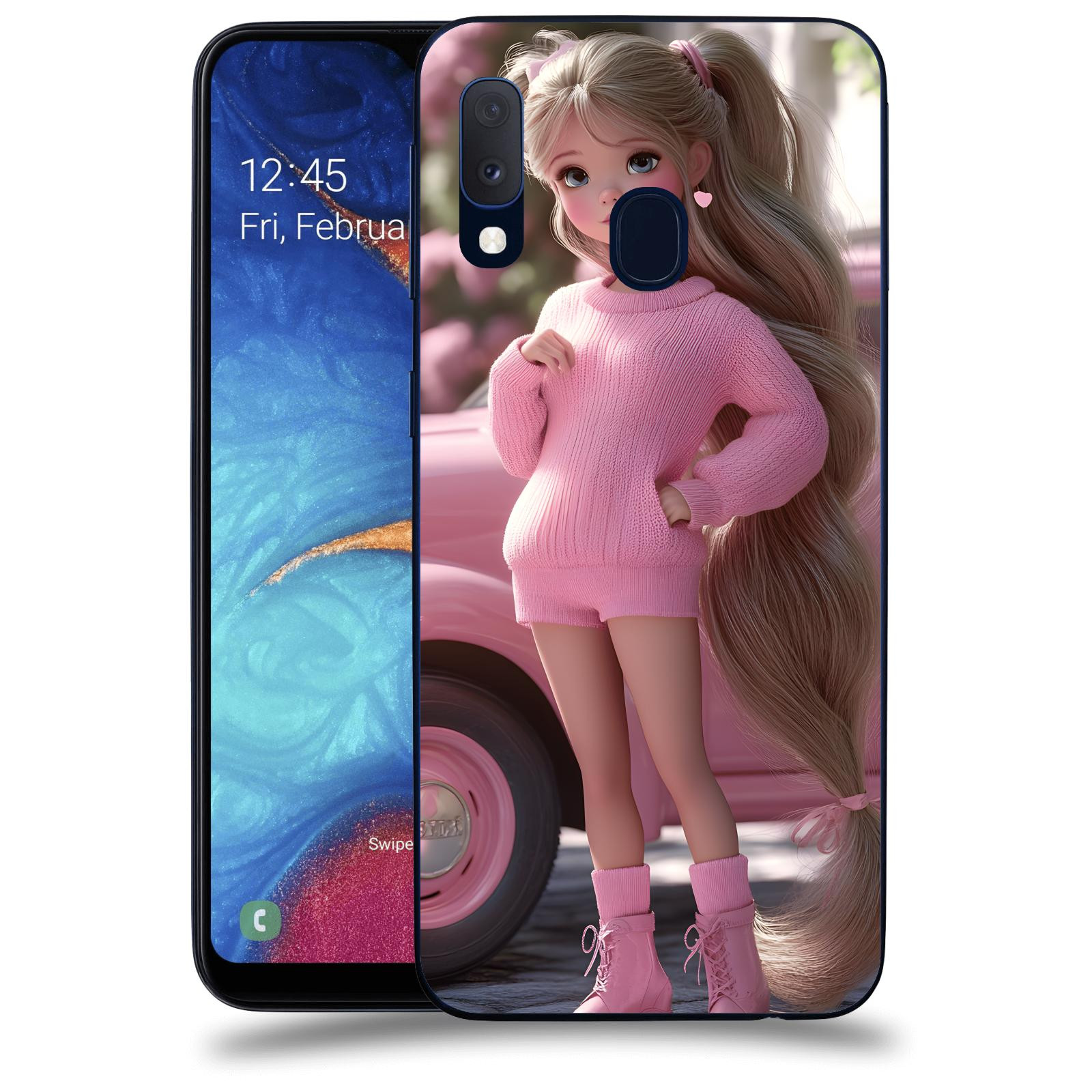ACOVER Kryt na mobil Samsung Galaxy A20e A202F - Girl with pink car