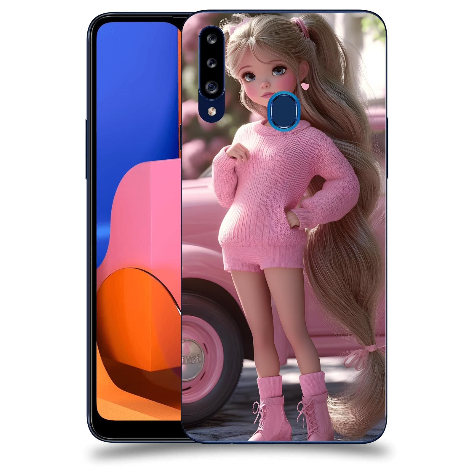 ACOVER Kryt na mobil Samsung Galaxy A20s - Girl with pink car