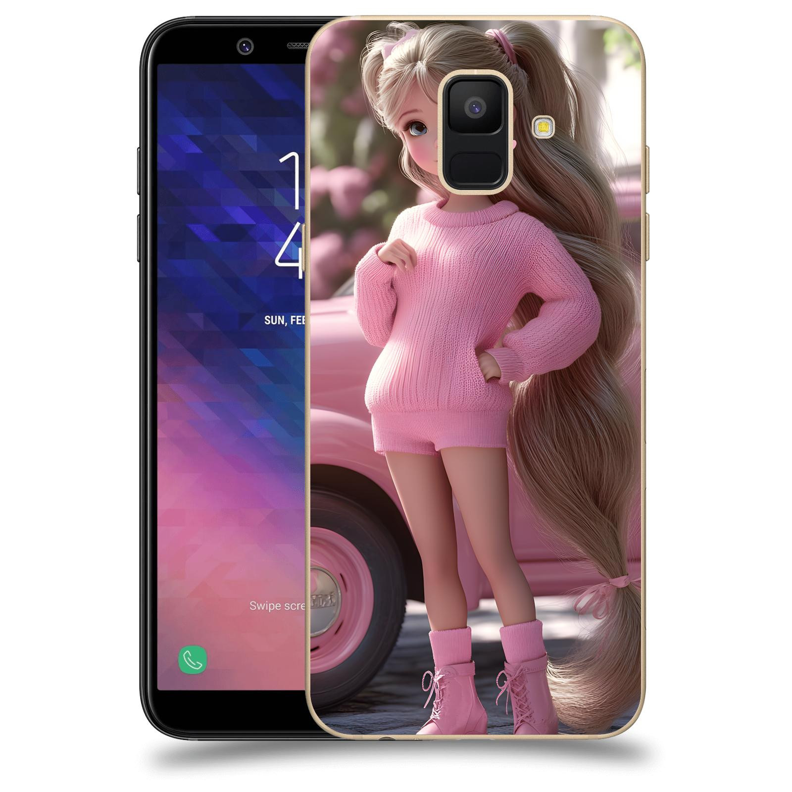 ACOVER Kryt na mobil Samsung Galaxy A6 A600F - Girl with pink car