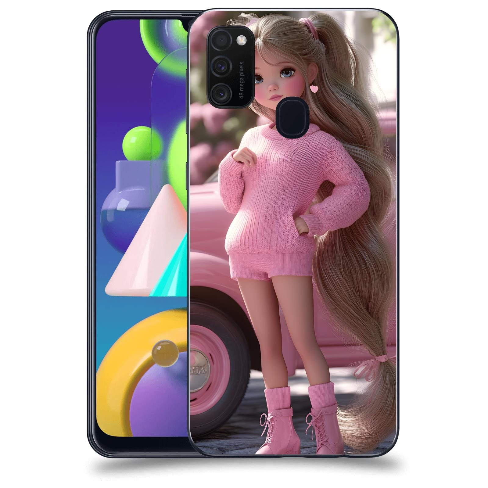 ACOVER Kryt na mobil Samsung Galaxy M21 M215F - Girl with pink car