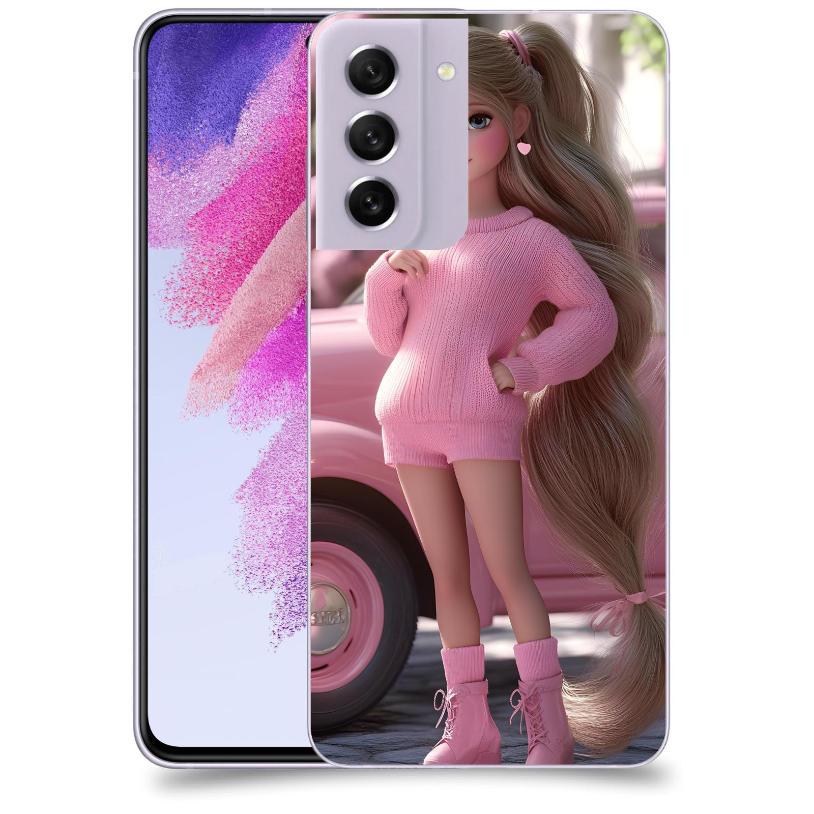ACOVER Kryt na mobil Samsung Galaxy S21 FE 5G - Girl with pink car