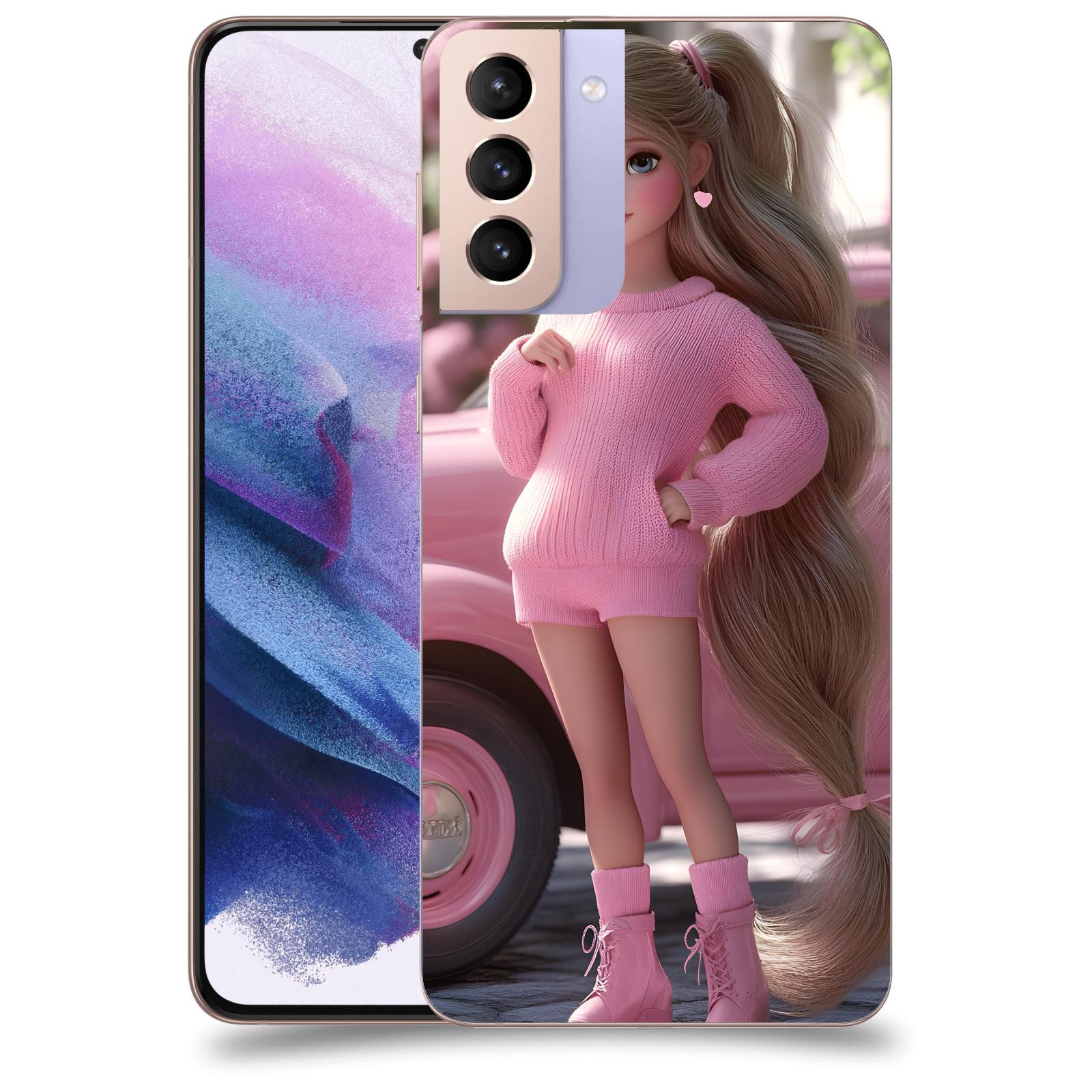 ACOVER Kryt na mobil Samsung Galaxy S21+ G996F - Girl with pink car