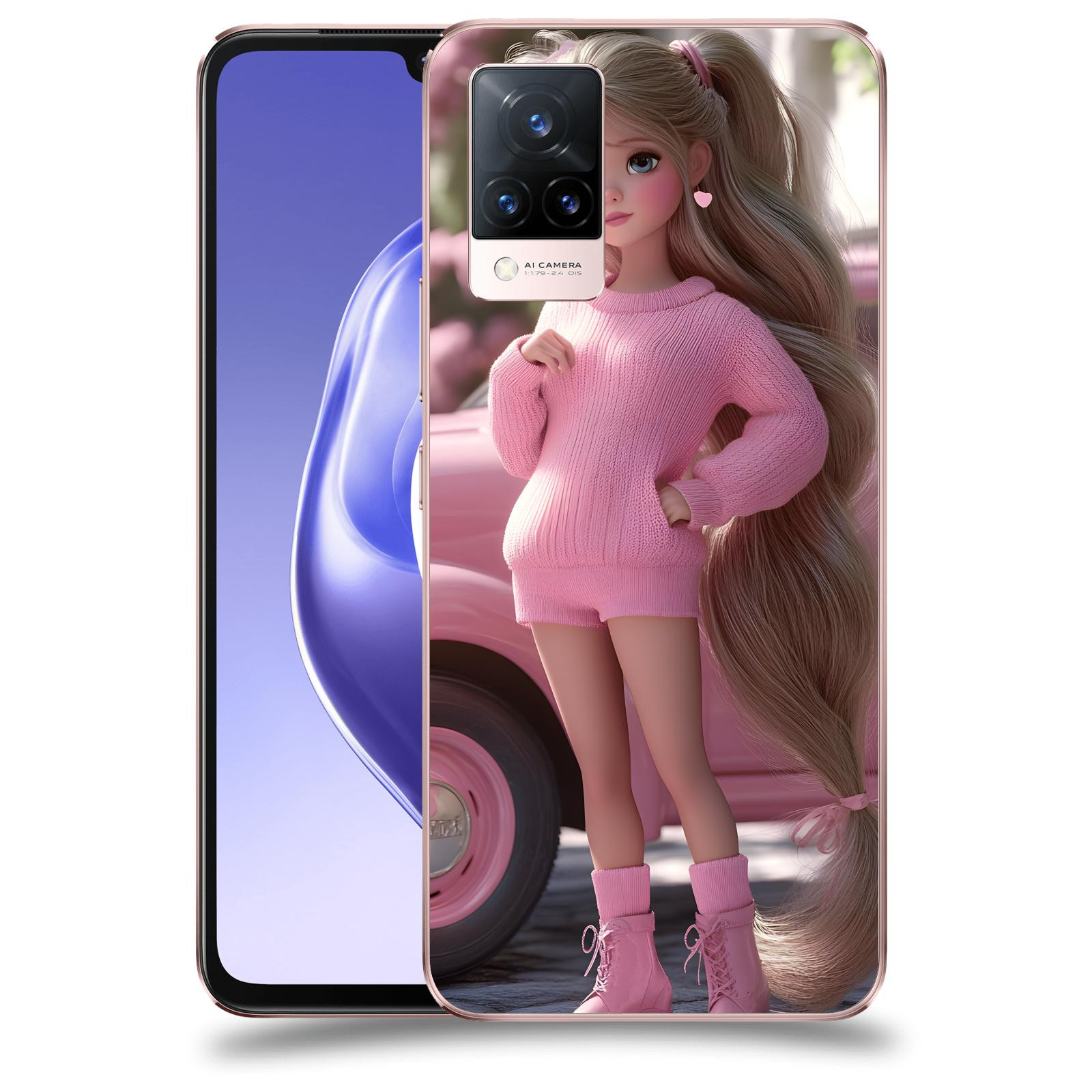 ACOVER Kryt na mobil Vivo V21 5G - Girl with pink car
