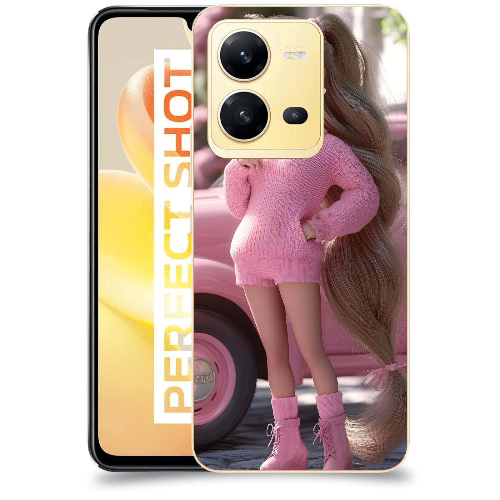 ACOVER Kryt na mobil Vivo X80 Lite - Girl with pink car
