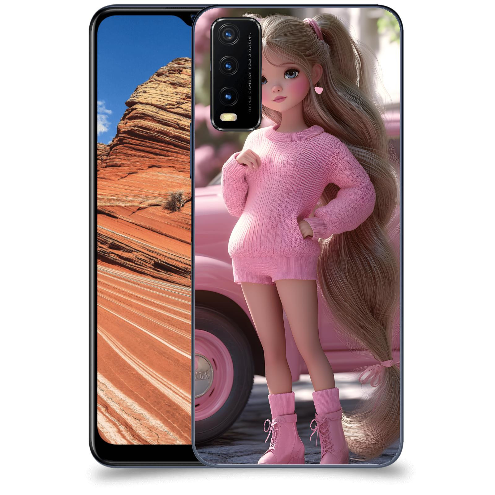 ACOVER Kryt na mobil Vivo Y20s - Girl with pink car
