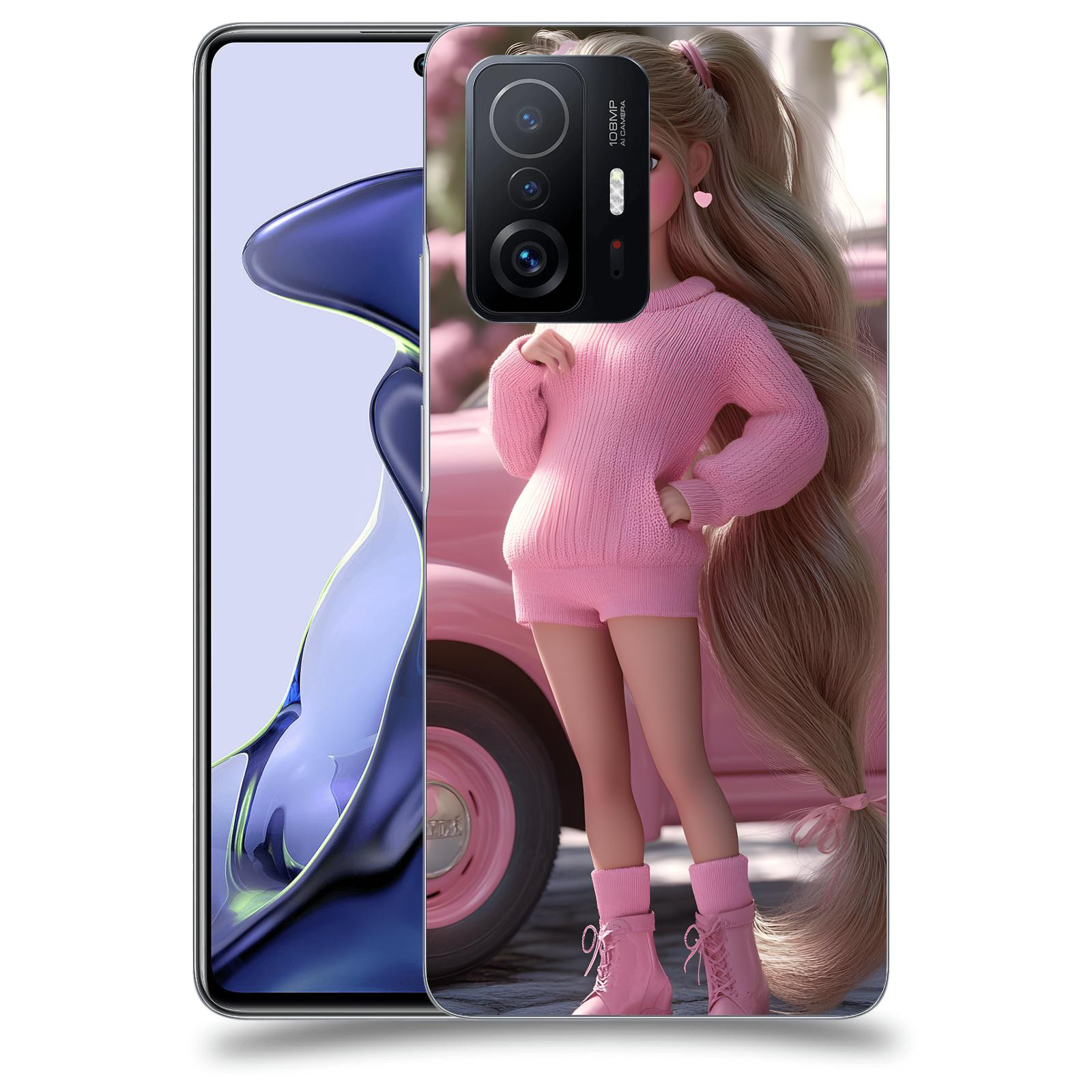 ACOVER Kryt na mobil Xiaomi 11T - Girl with pink car
