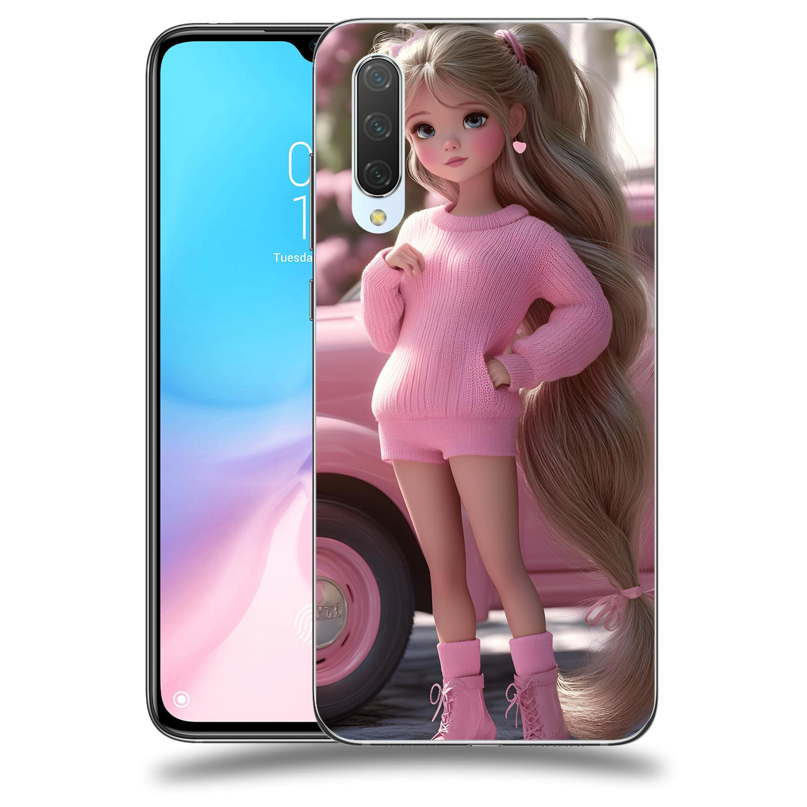 ACOVER Kryt na mobil Xiaomi Mi 9 Lite - Girl with pink car