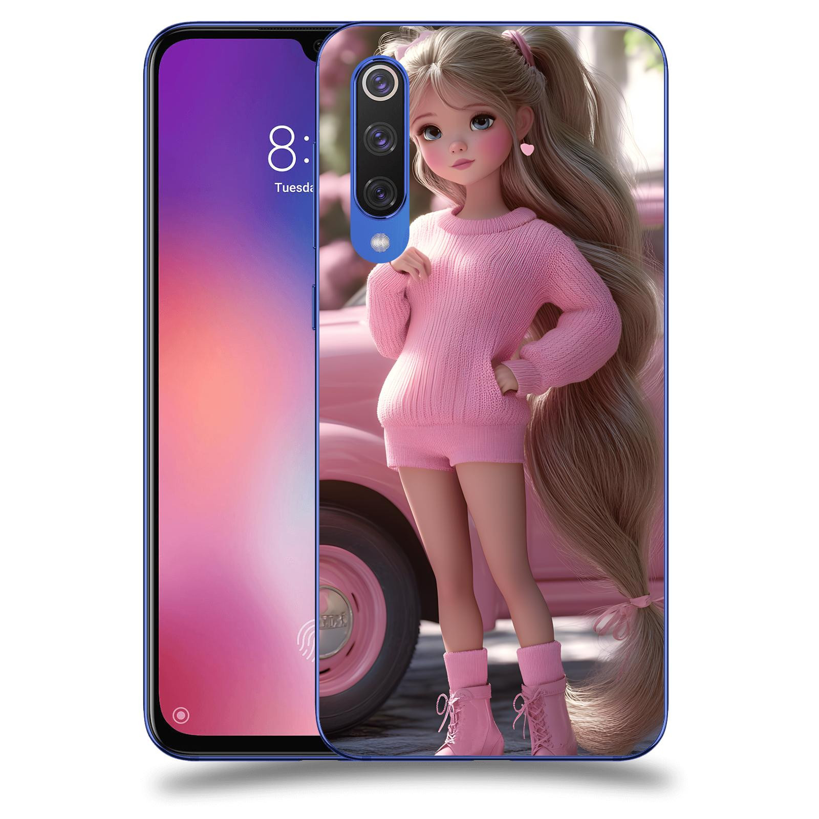 ACOVER Kryt na mobil Xiaomi Mi 9 SE - Girl with pink car