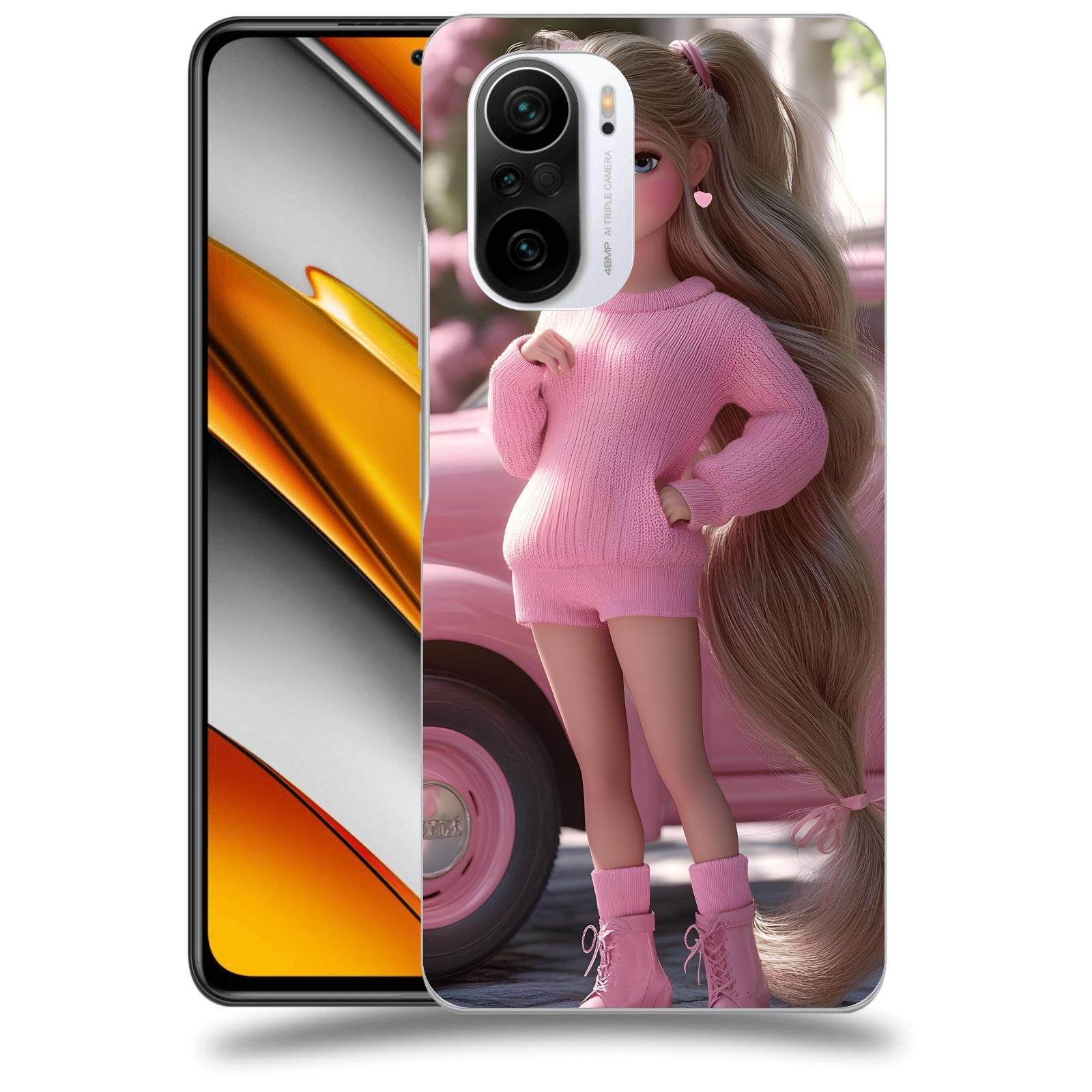 ACOVER Kryt na mobil Xiaomi Poco F3 - Girl with pink car