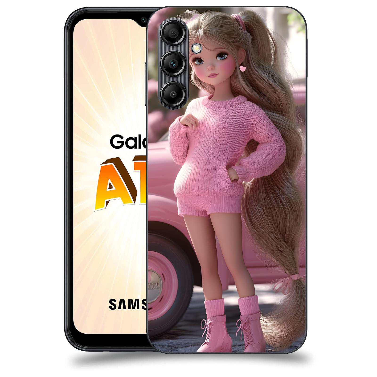 ACOVER Kryt na mobil Samsung Galaxy A14 LTE - Girl with pink car