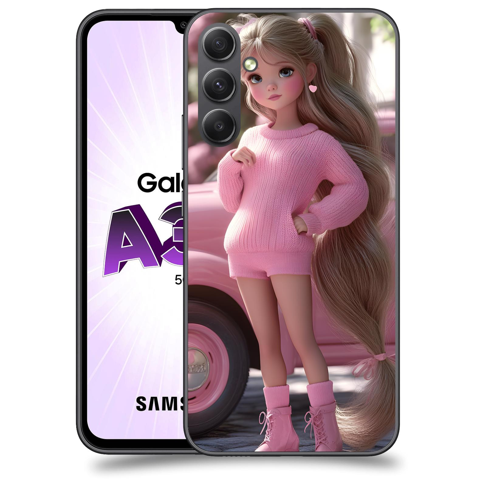 ACOVER Kryt na mobil Samsung Galaxy A34 - Girl with pink car