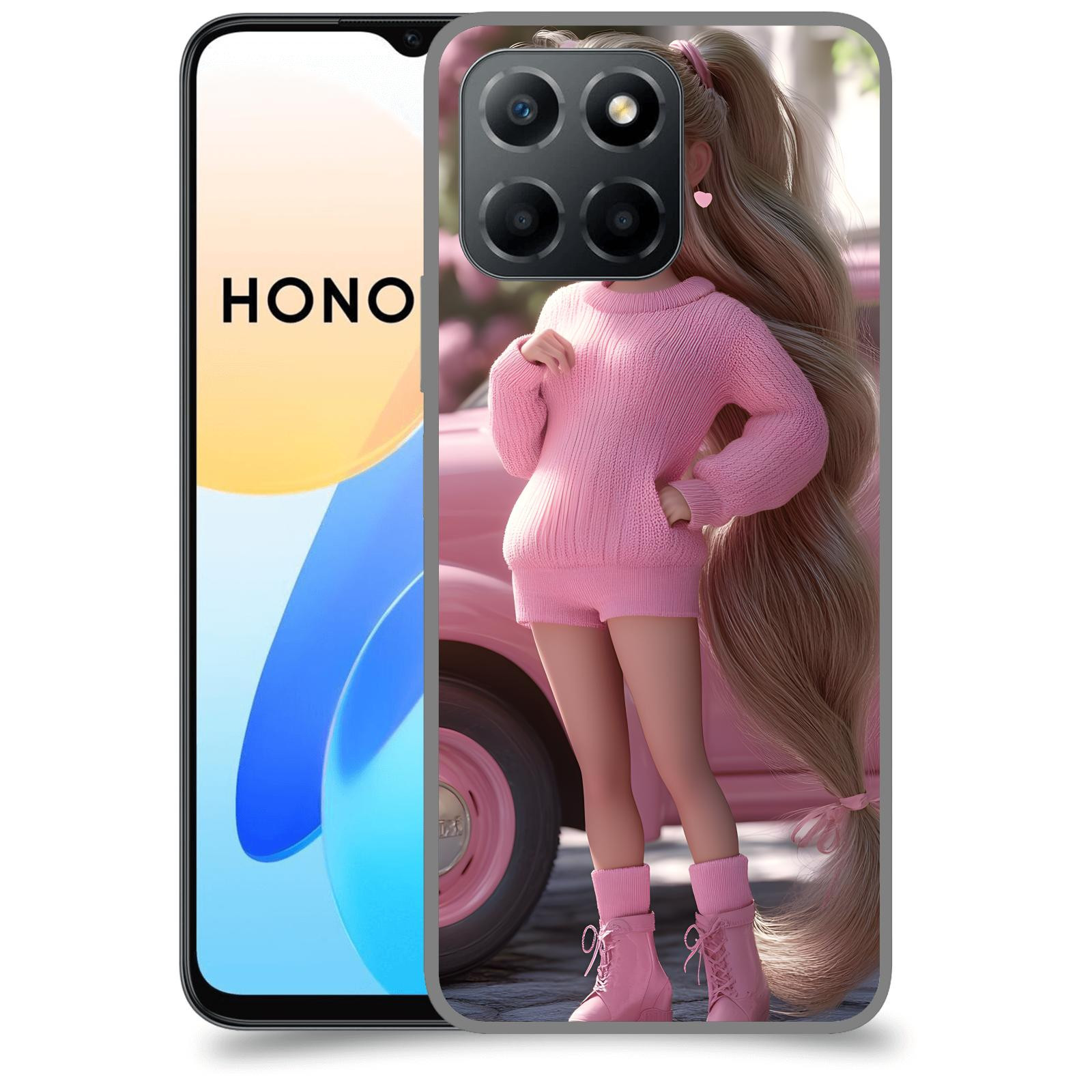 ACOVER Kryt na mobil Honor X8 4G - Girl with pink car