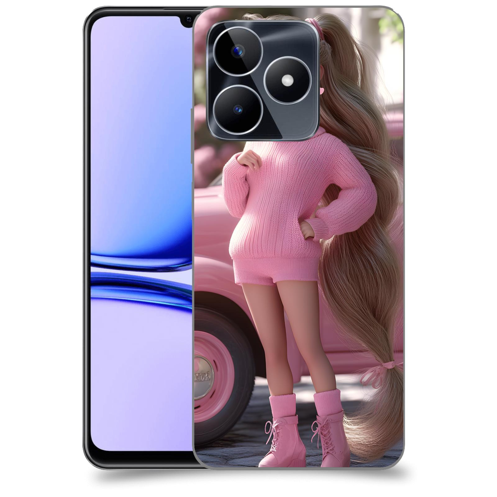 ACOVER Kryt na mobil Realme C53 - Girl with pink car