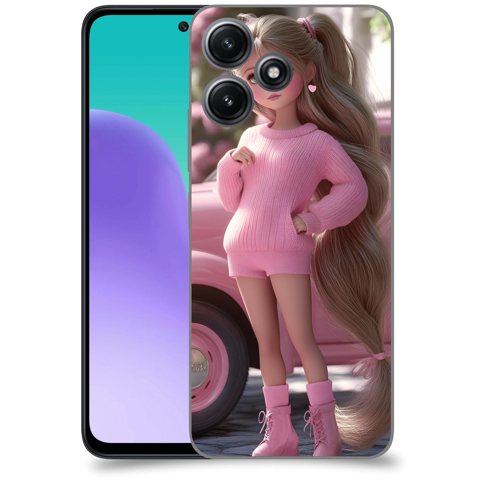 ACOVER Kryt na mobil Xiaomi Redmi 12 5G - Girl with pink car