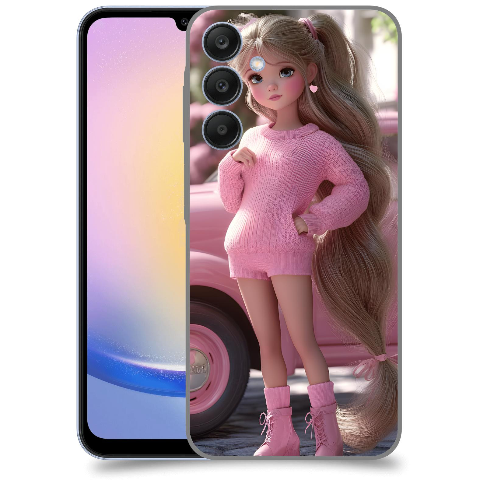 ACOVER Kryt na mobil Samsung Galaxy A25 5G - Girl with pink car
