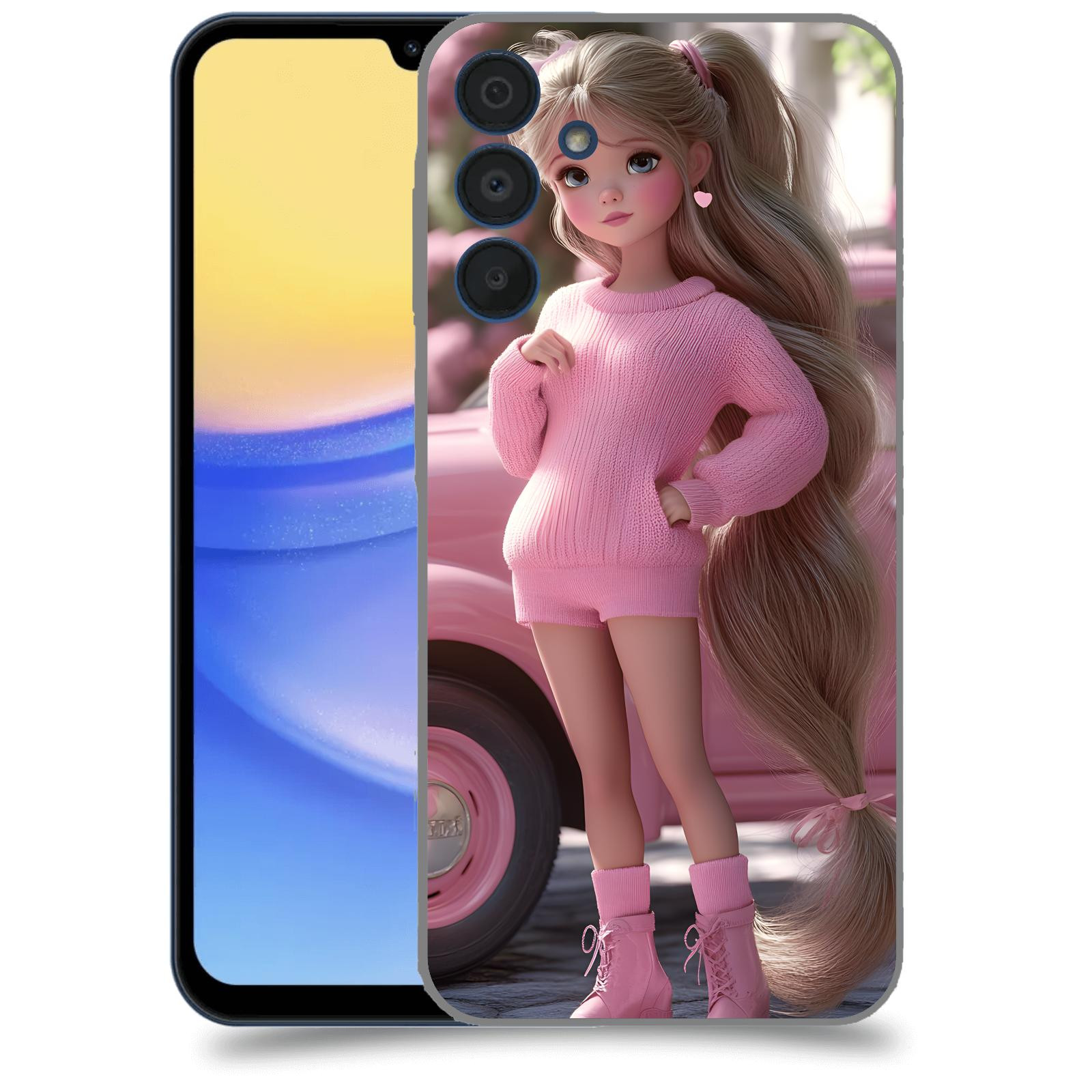 ACOVER Kryt na mobil Samsung Galaxy A15 5G - Girl with pink car