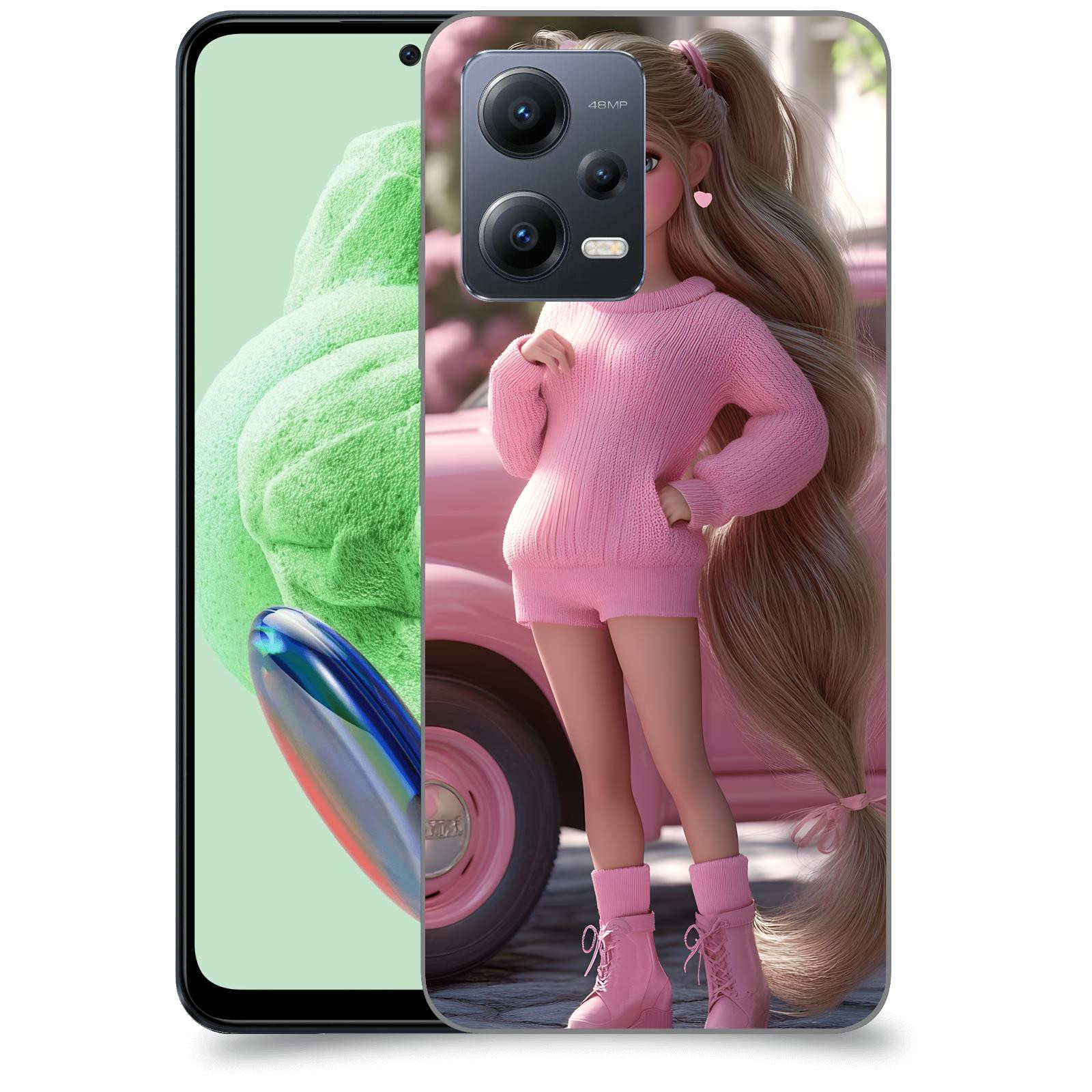 ACOVER Kryt na mobil Xiaomi Redmi Note 12 5G - Girl with pink car