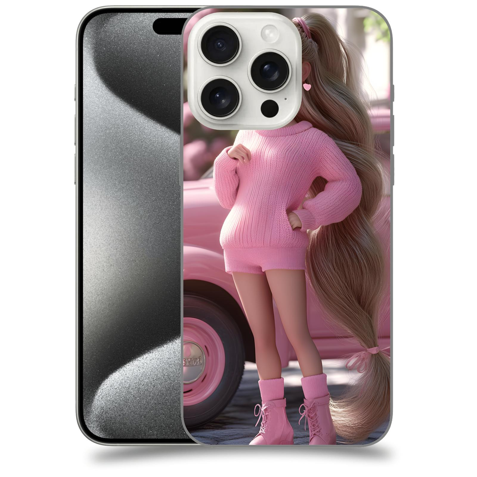 ACOVER Kryt na mobil Apple iPhone 15 pro max - Girl with pink car