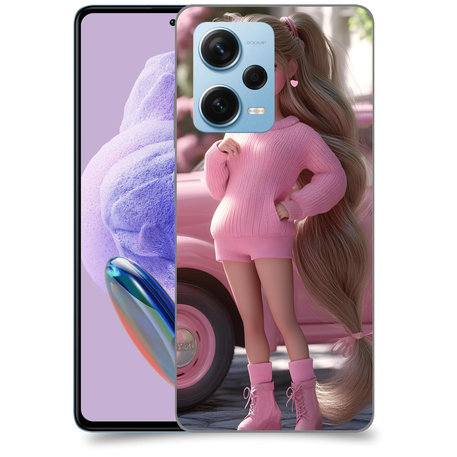 ACOVER Kryt na mobil Xiaomi Redmi Note 12 Pro+ 5G - Girl with pink car