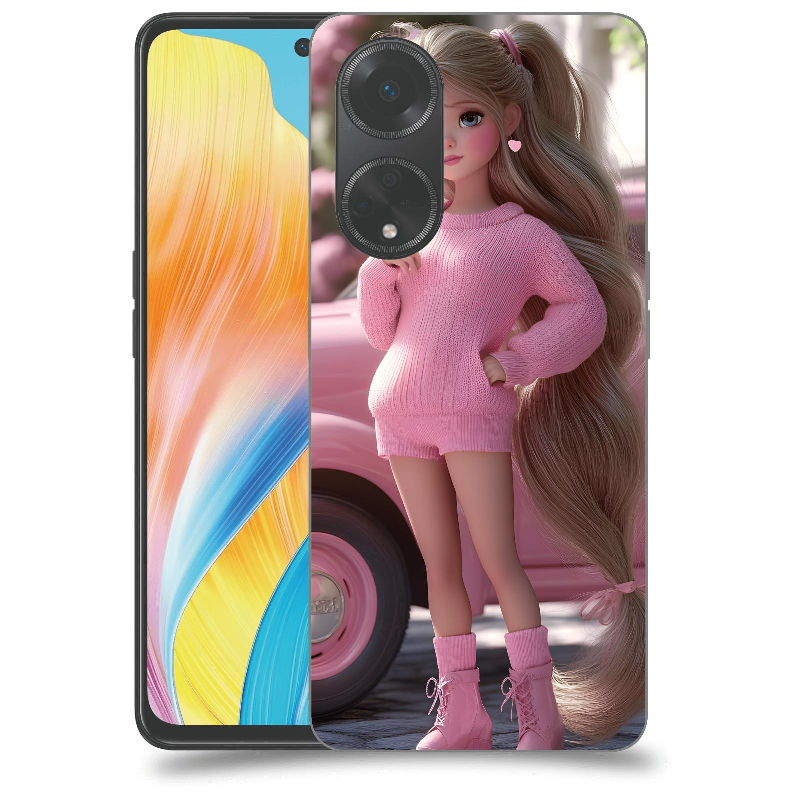 ACOVER Kryt na mobil OPPO A98 5G - Girl with pink car