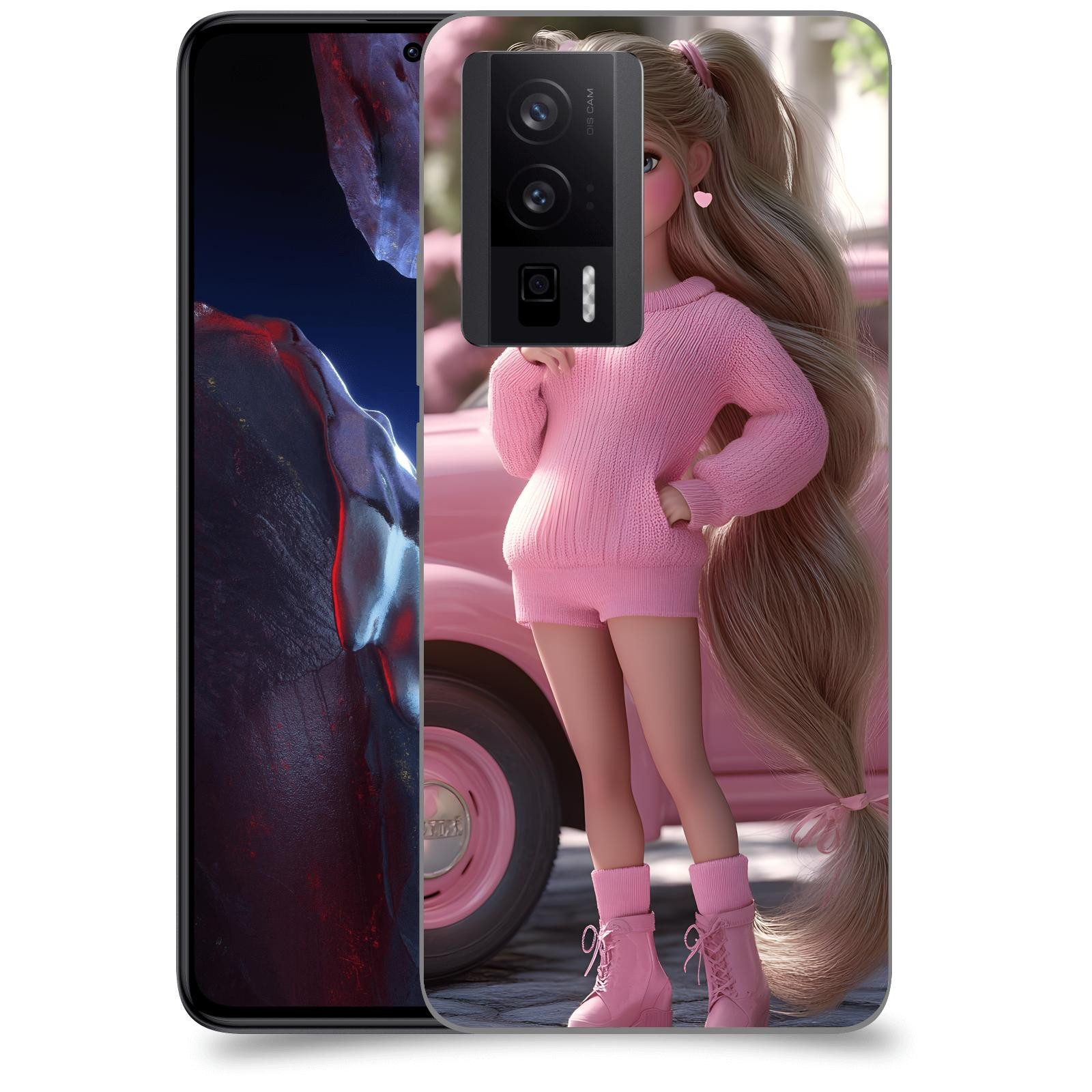 ACOVER Kryt na mobil Xiaomi Poco F5 Pro 5G - Girl with pink car