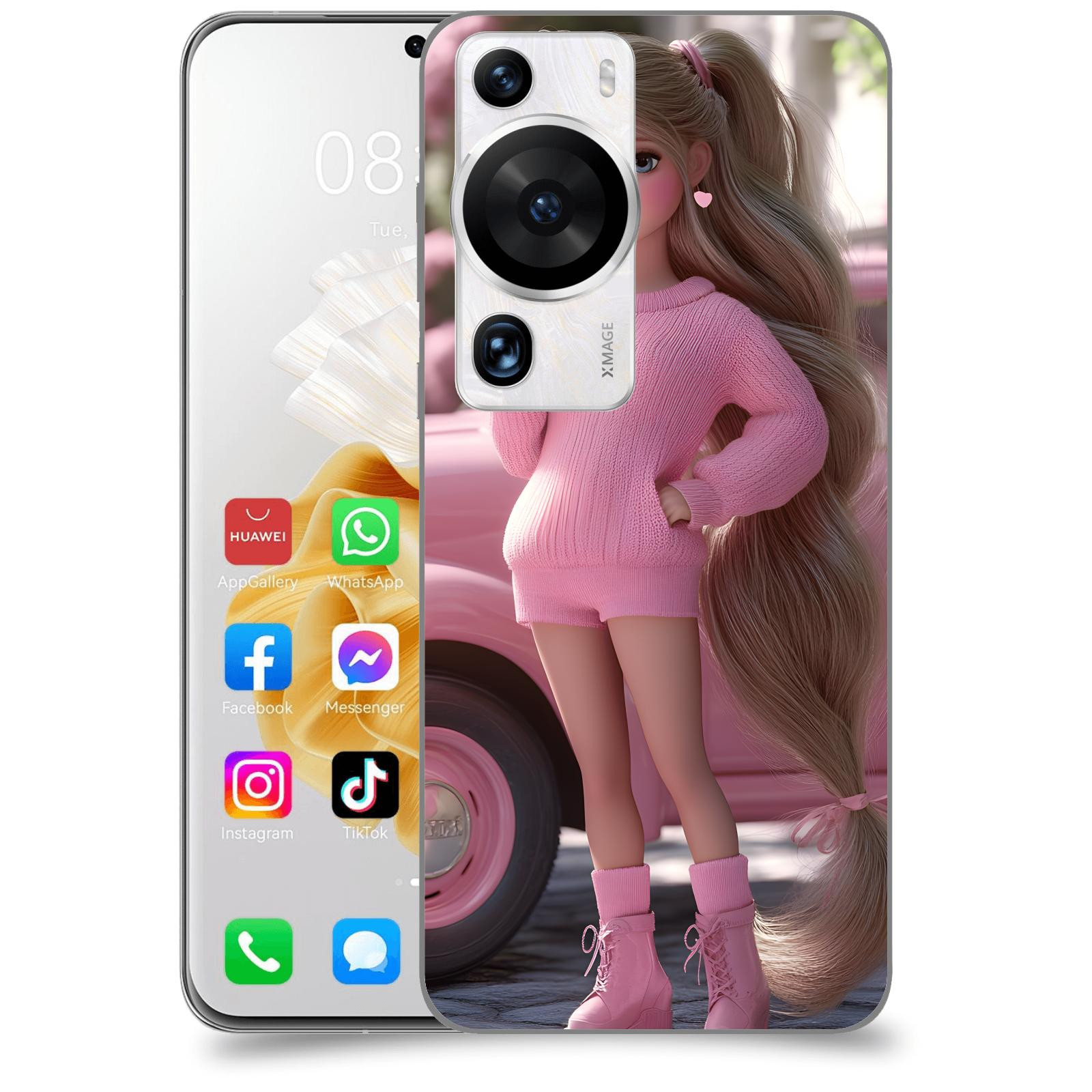 ACOVER Kryt na mobil Huawei P60 Pro - Girl with pink car