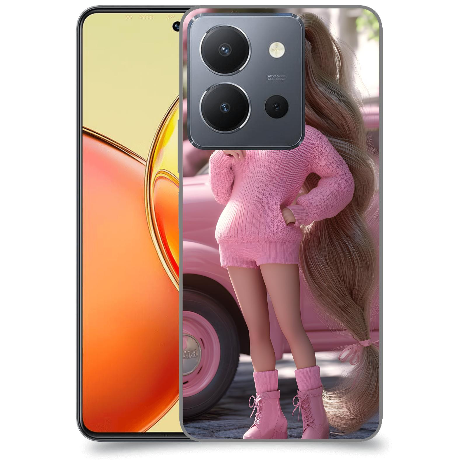 ACOVER Kryt na mobil Vivo Y36 - Girl with pink car
