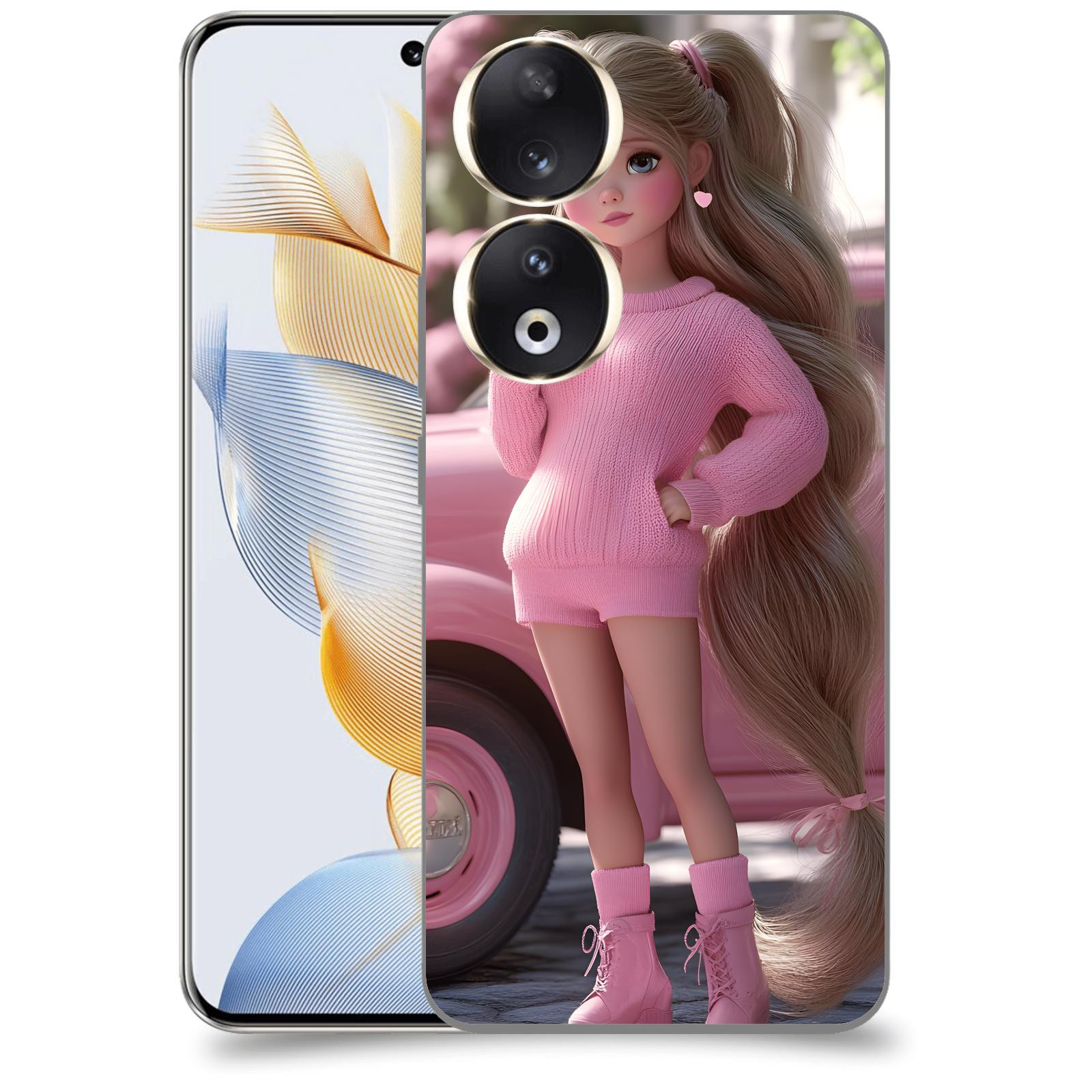 ACOVER Kryt na mobil Honor 90 - Girl with pink car