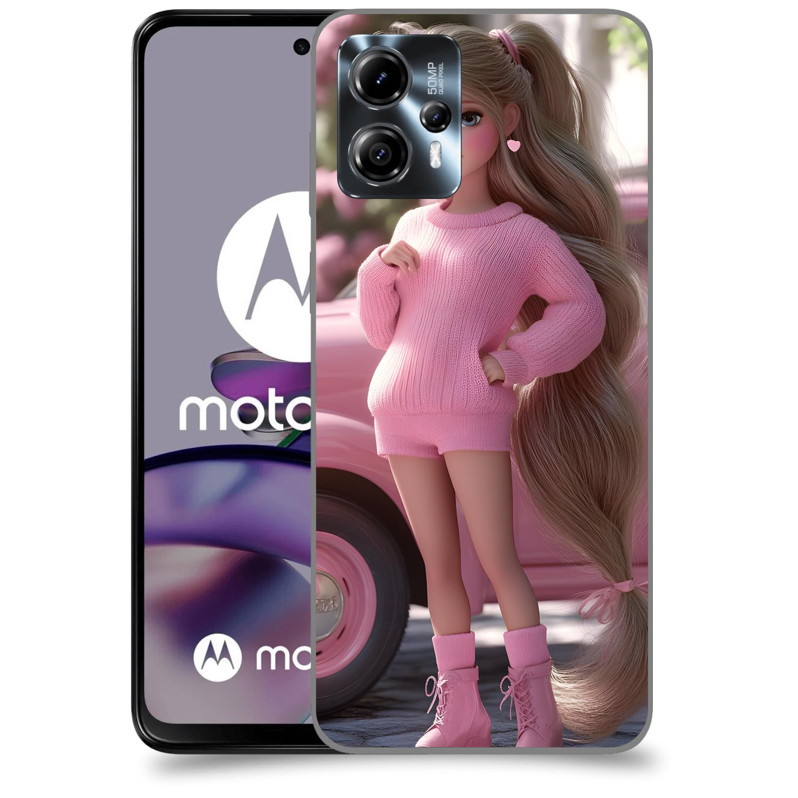 ACOVER Kryt na mobil Motorola Moto G13 - Girl with pink car