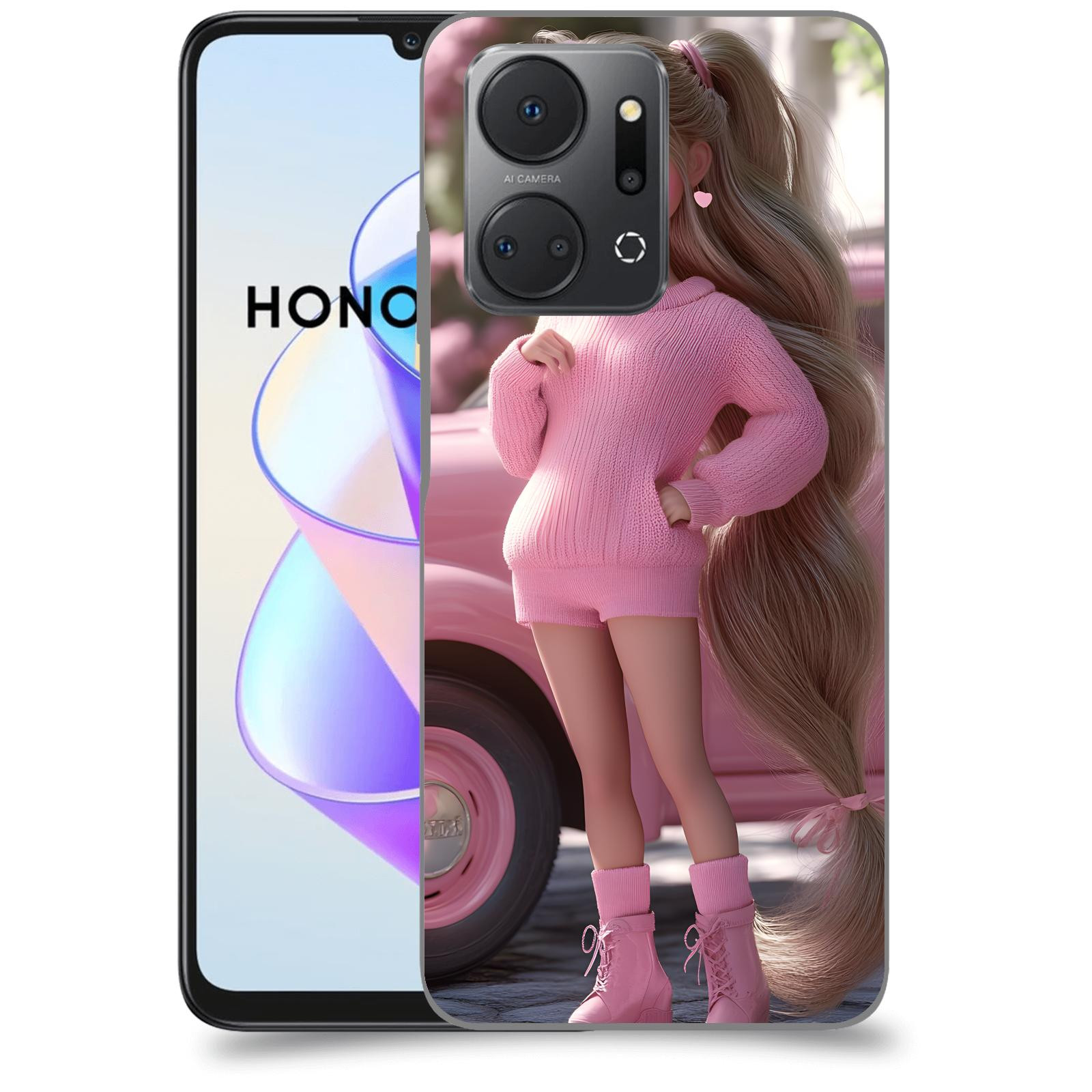 ACOVER Kryt na mobil HONOR X7a - Girl with pink car
