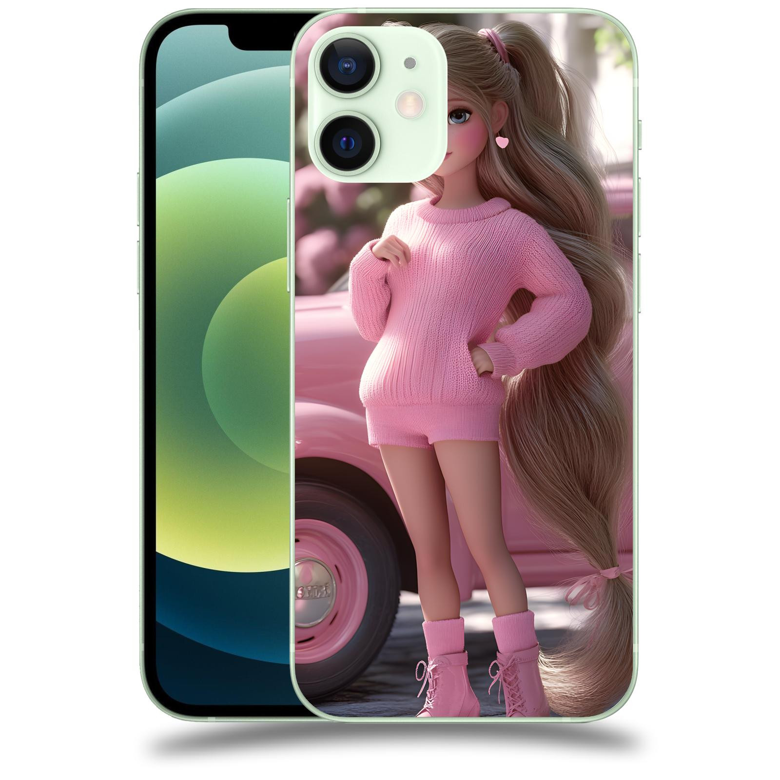 ACOVER Kryt na mobil Apple iPhone 12 mini - Girl with pink car