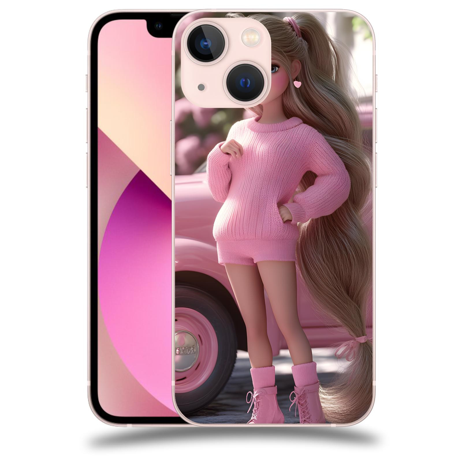 ACOVER Kryt na mobil Apple iPhone 13 mini - Girl with pink car