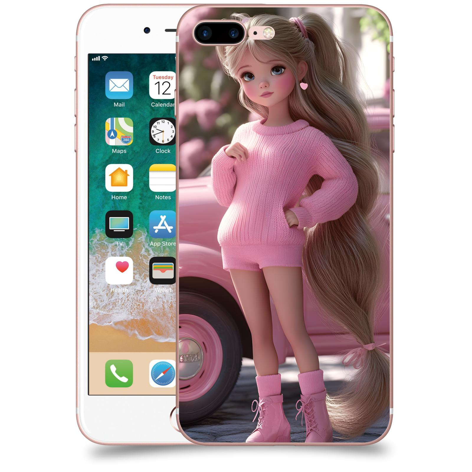 ACOVER Kryt na mobil Apple iPhone 7 Plus - Girl with pink car