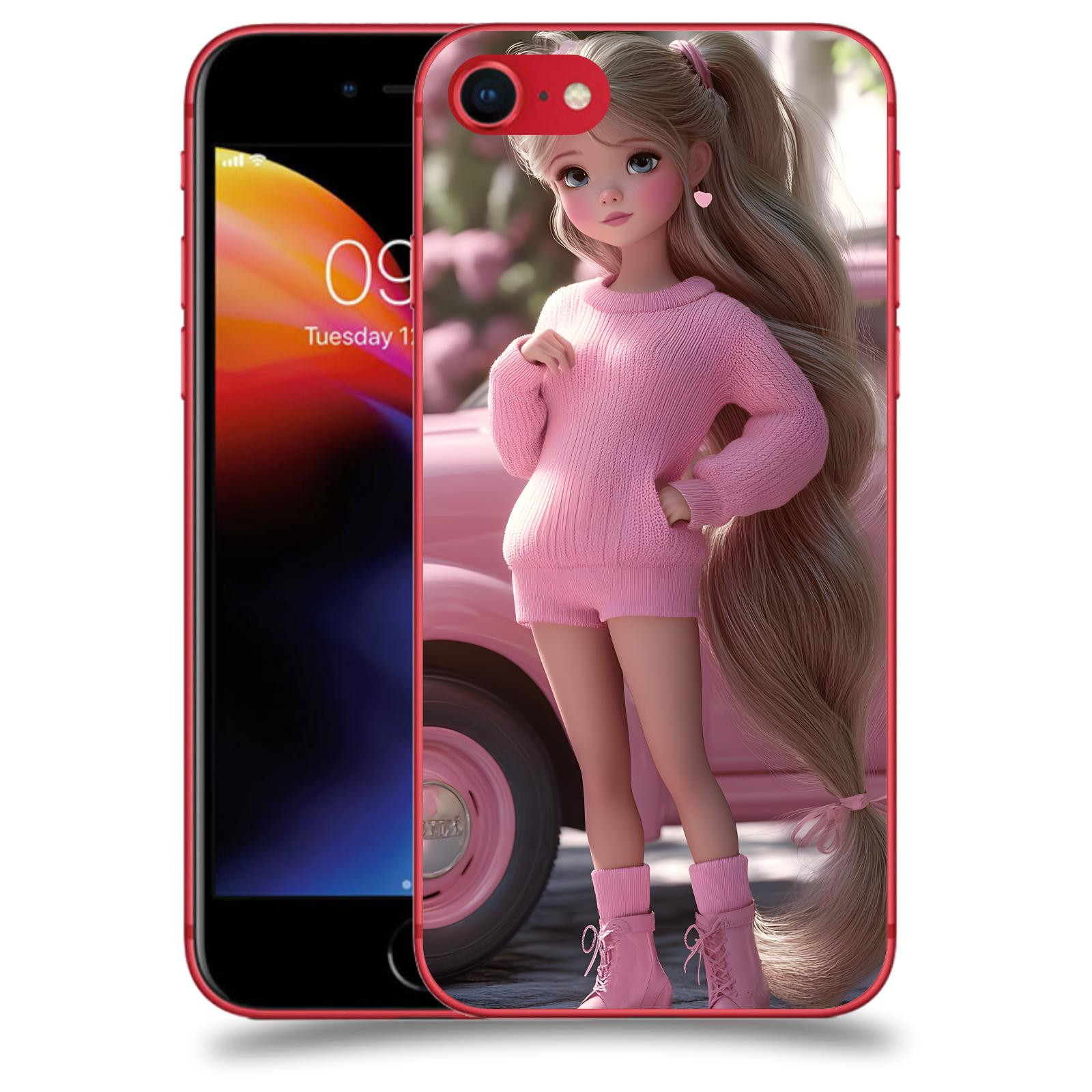 ACOVER Kryt na mobil Apple iPhone 8 - Girl with pink car