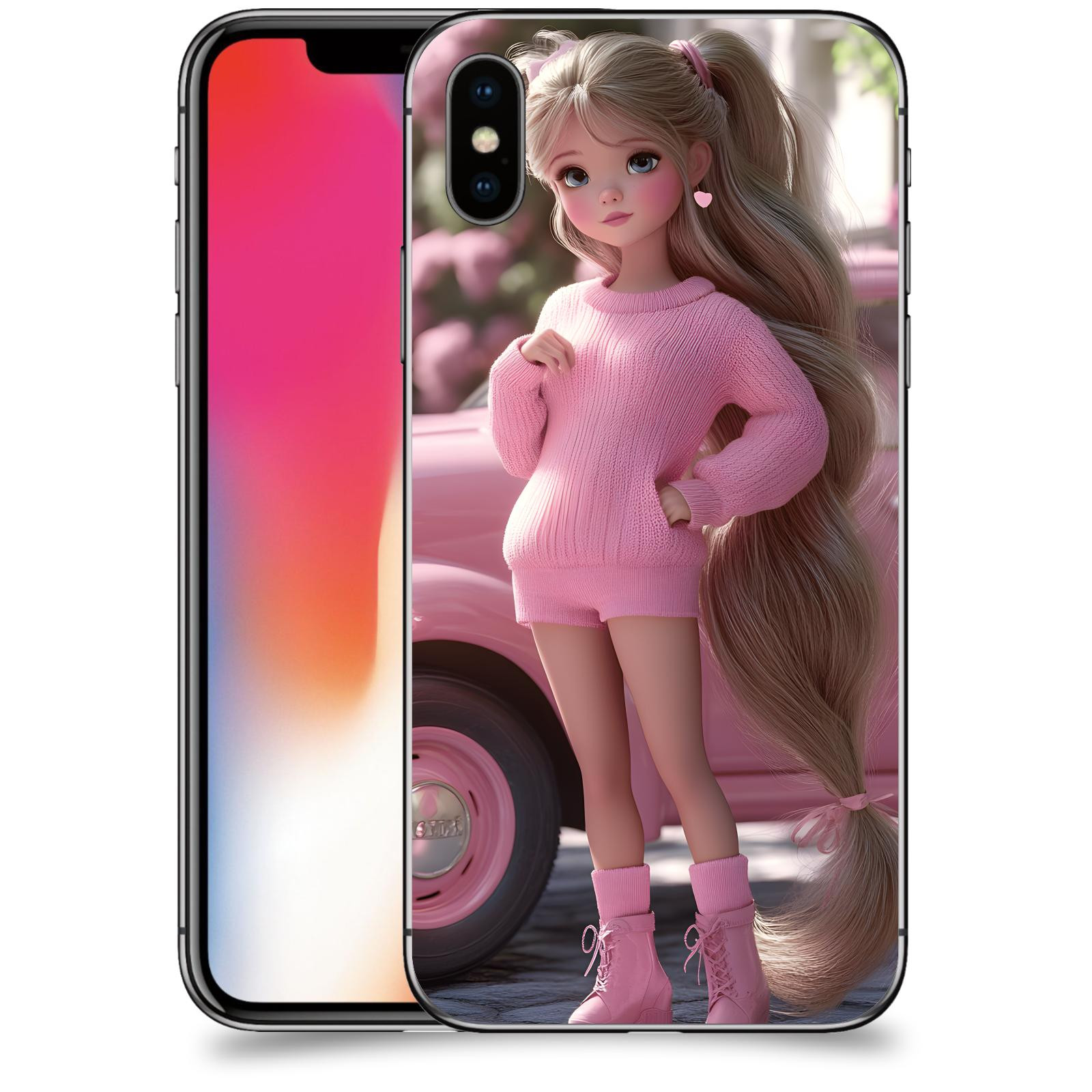 ACOVER Kryt na mobil Apple iPhone X/XS - Girl with pink car