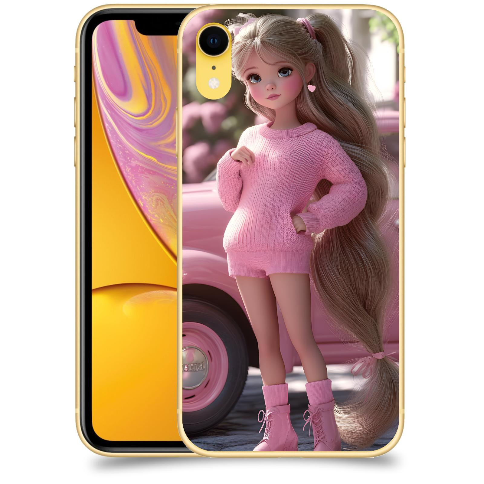 ACOVER Kryt na mobil Apple iPhone XR - Girl with pink car