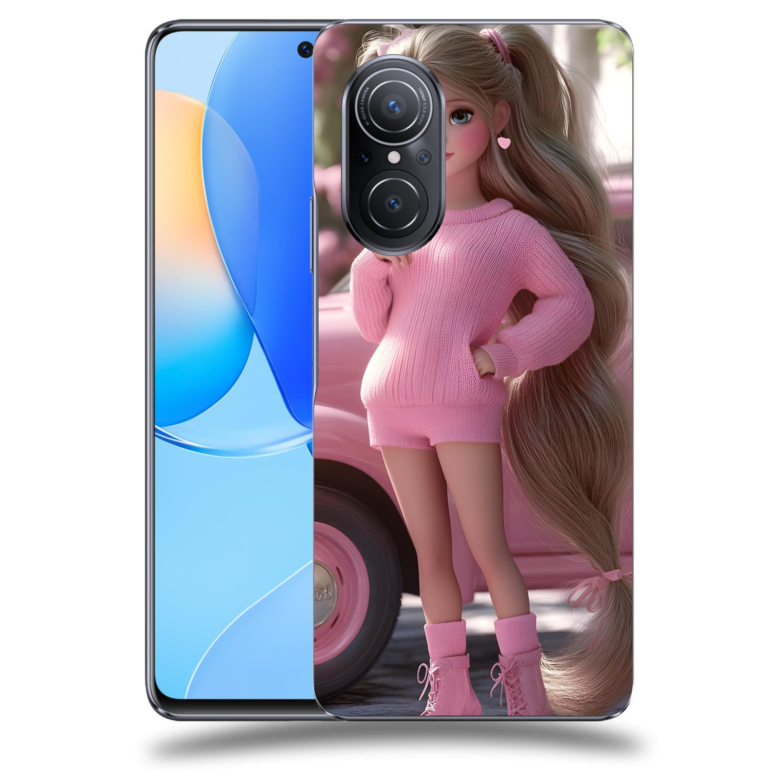 ACOVER Kryt na mobil Huawei Nova 9 SE - Girl with pink car