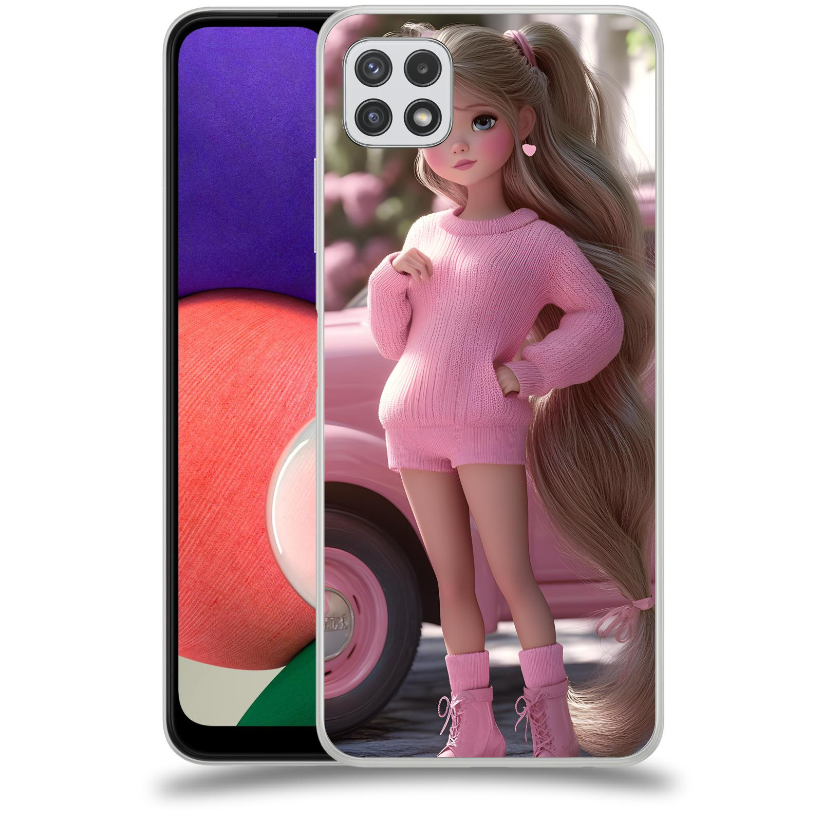 ACOVER Kryt na mobil Samsung Galaxy A22 A225F - Girl with pink car