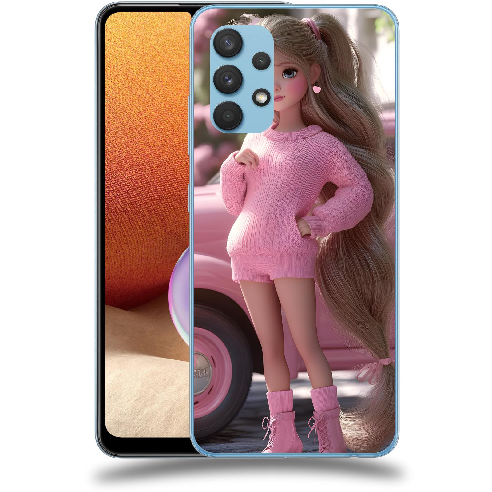 ACOVER Kryt na mobil Samsung Galaxy A32 4G SM-A325F - Girl with pink car
