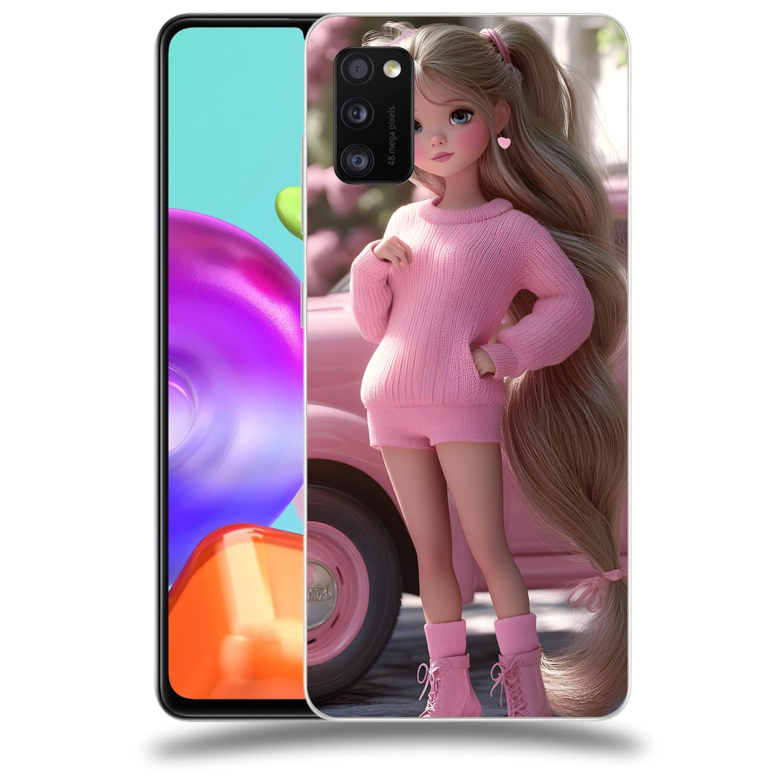 ACOVER Kryt na mobil Samsung Galaxy A41 A415F - Girl with pink car