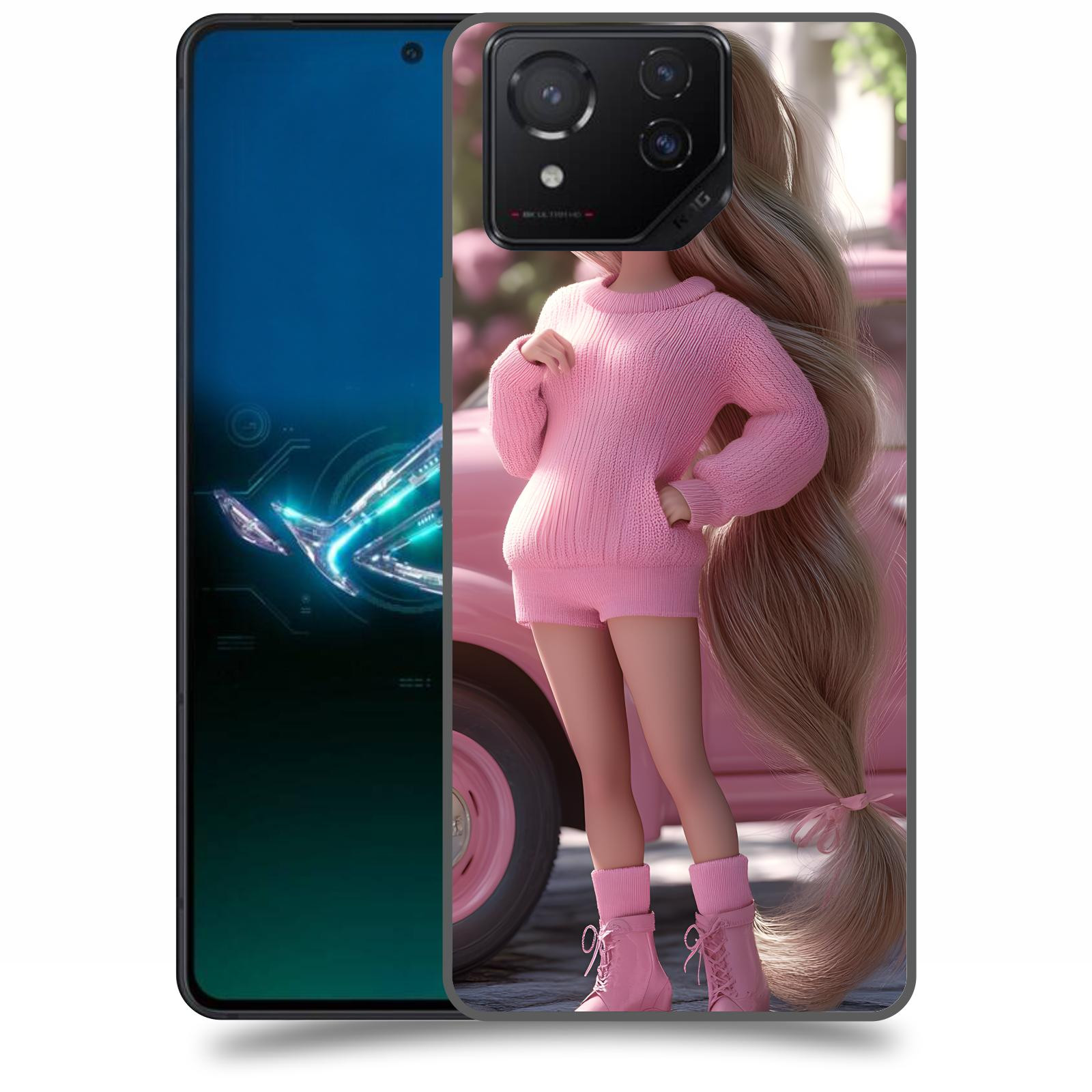 ACOVER Kryt na mobil Asus ROG Phone 8 - Girl with pink car