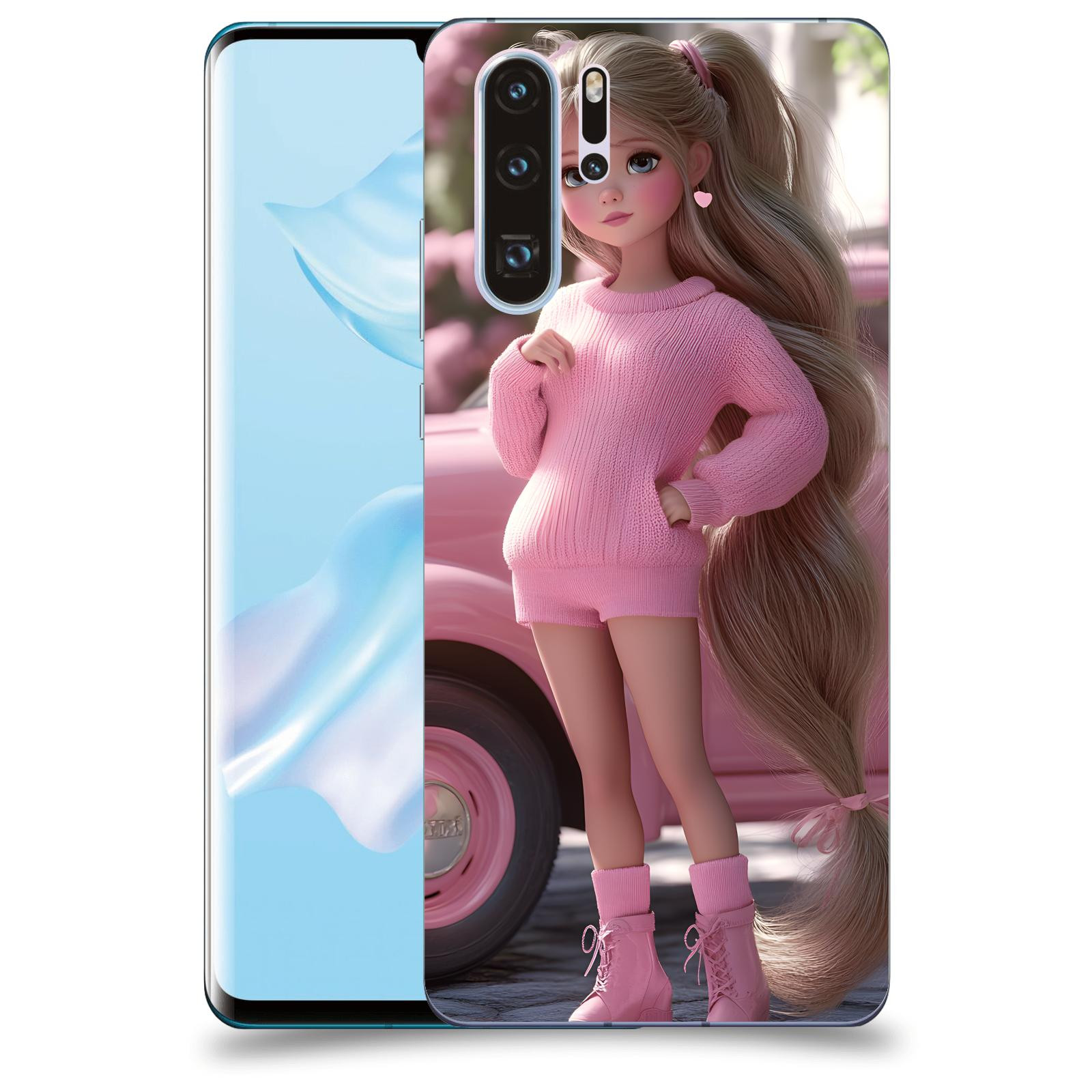 ACOVER Kryt na mobil Huawei P30 - Girl with pink car