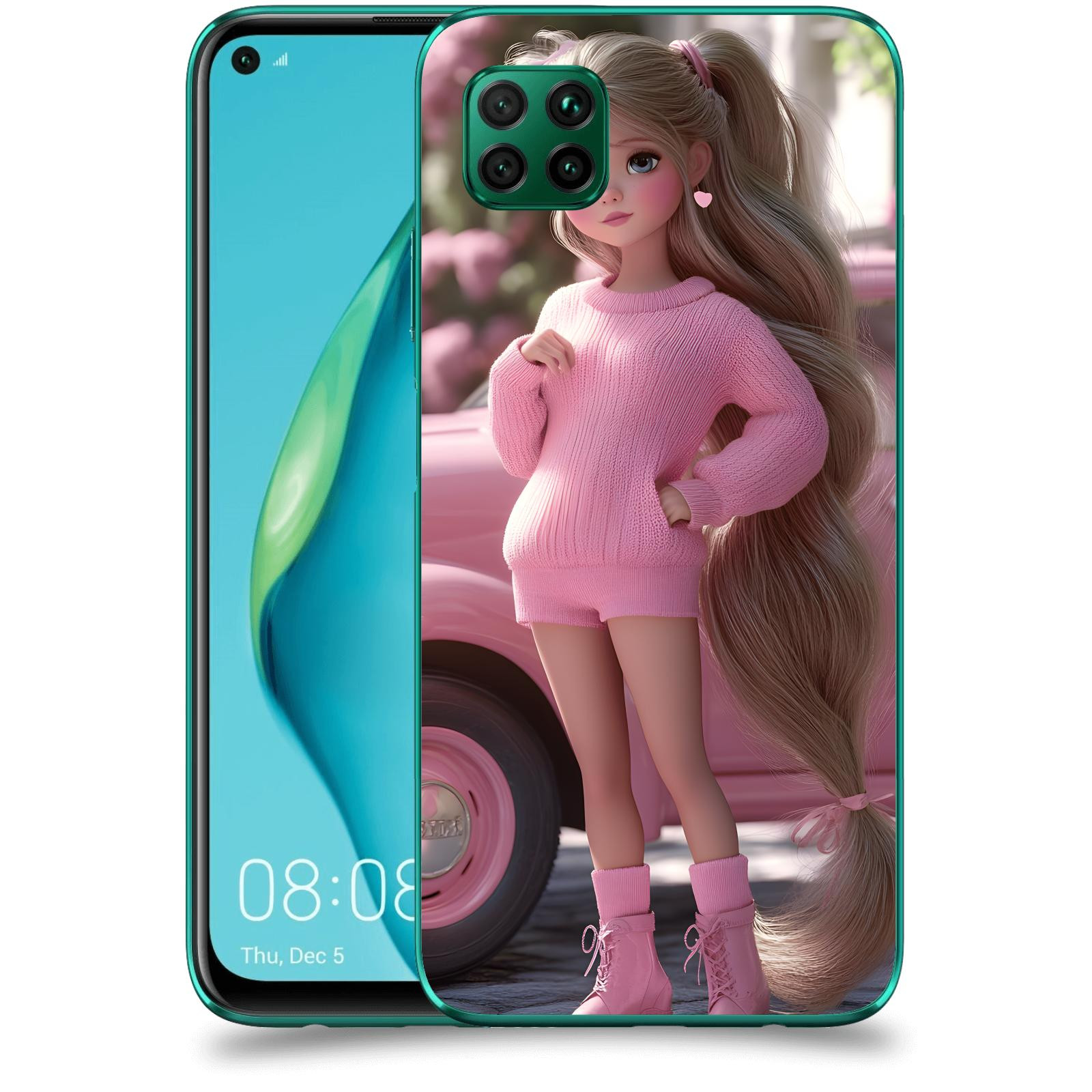 ACOVER Kryt na mobil Huawei P40 Lite - Girl with pink car