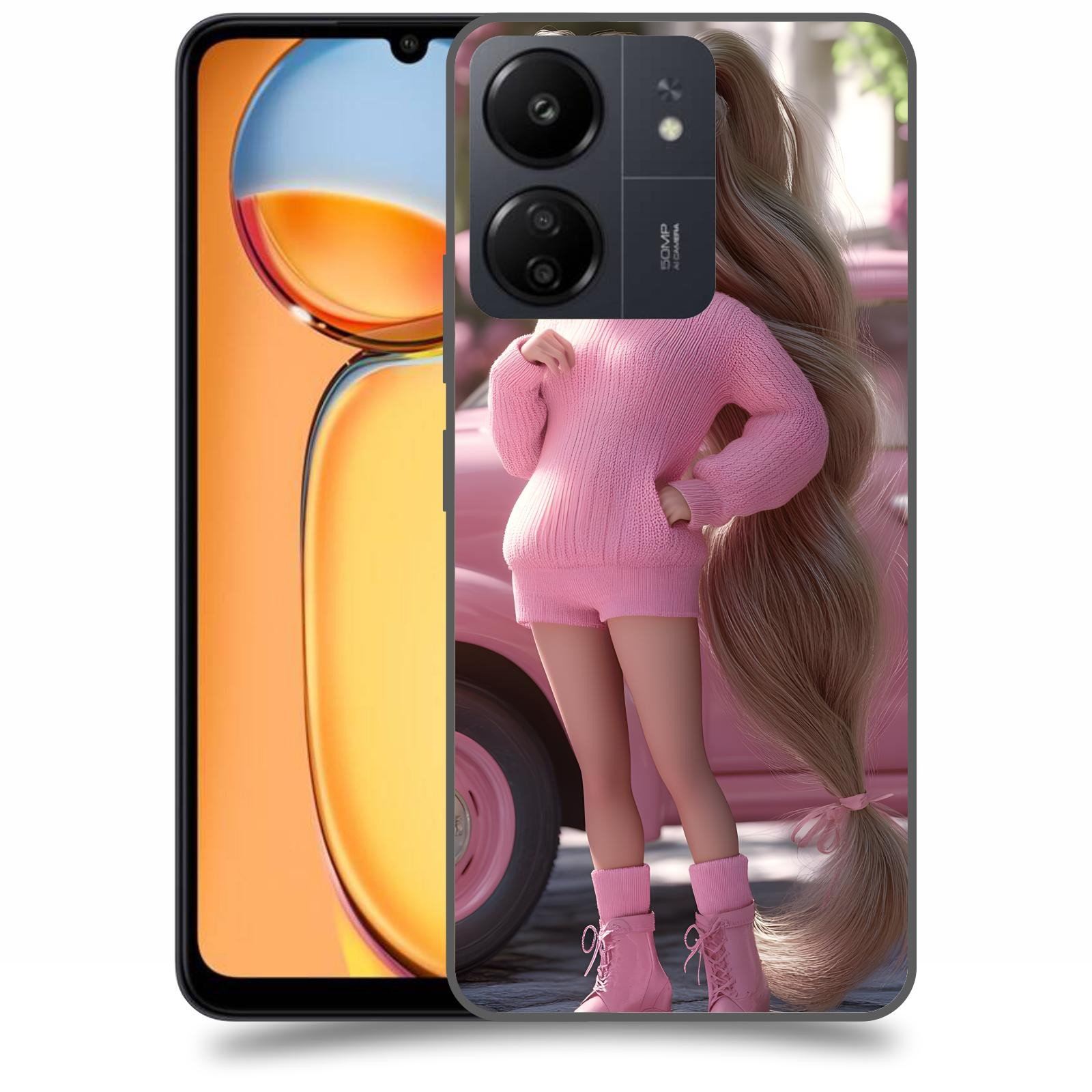 ACOVER Kryt na mobil Xiaomi Redmi 13C  Girl with pink car