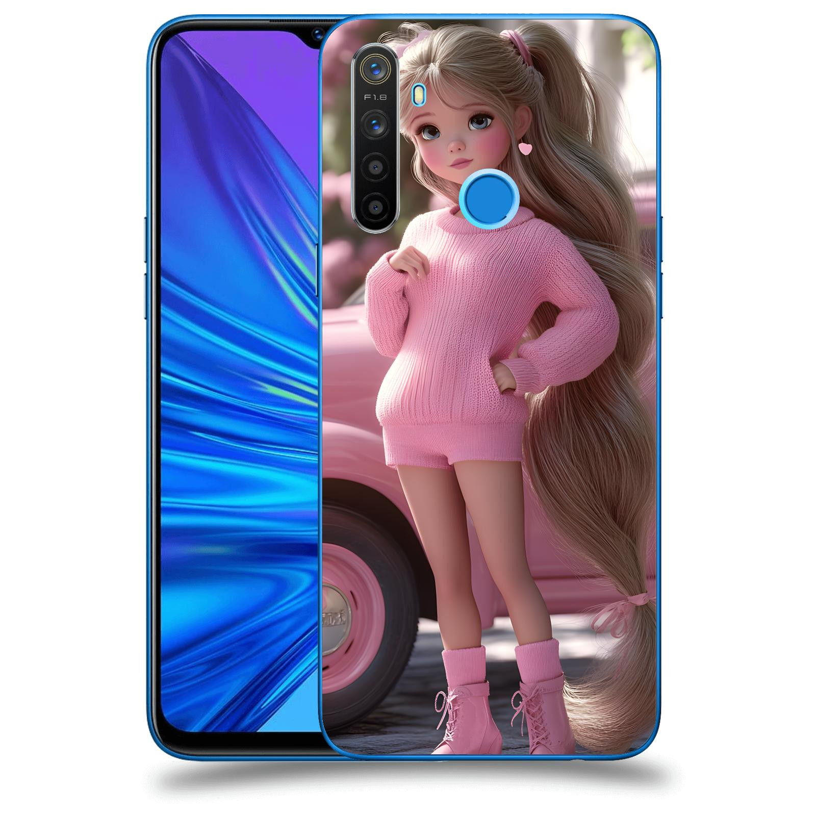 ACOVER Kryt na mobil Realme 5 - Girl with pink car