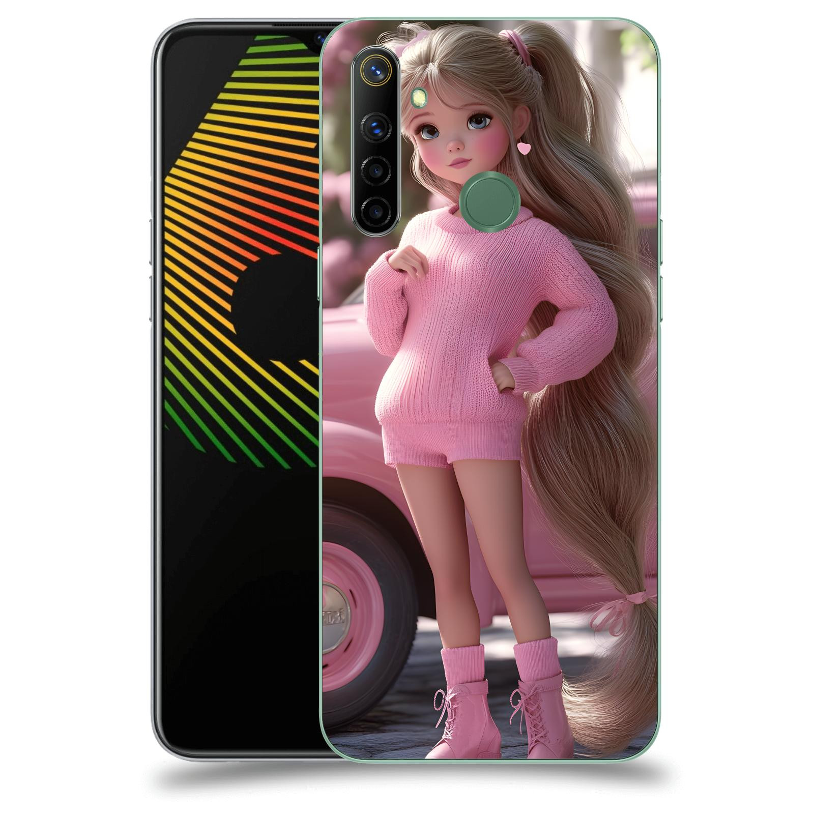 ACOVER Kryt na mobil Realme 6i - Girl with pink car